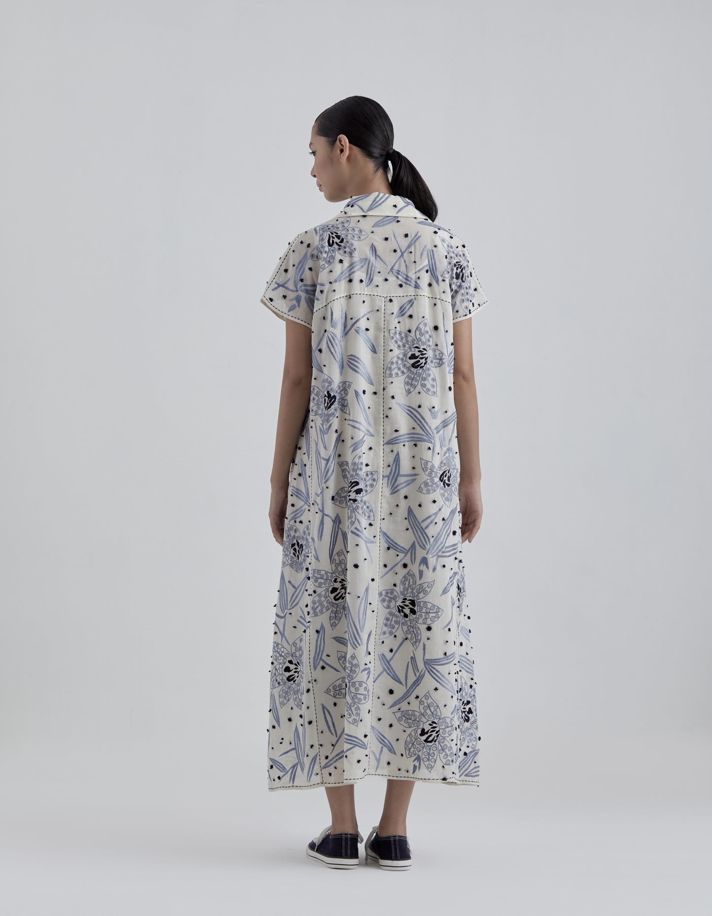 Ecru Cutwork and French Knot Dress