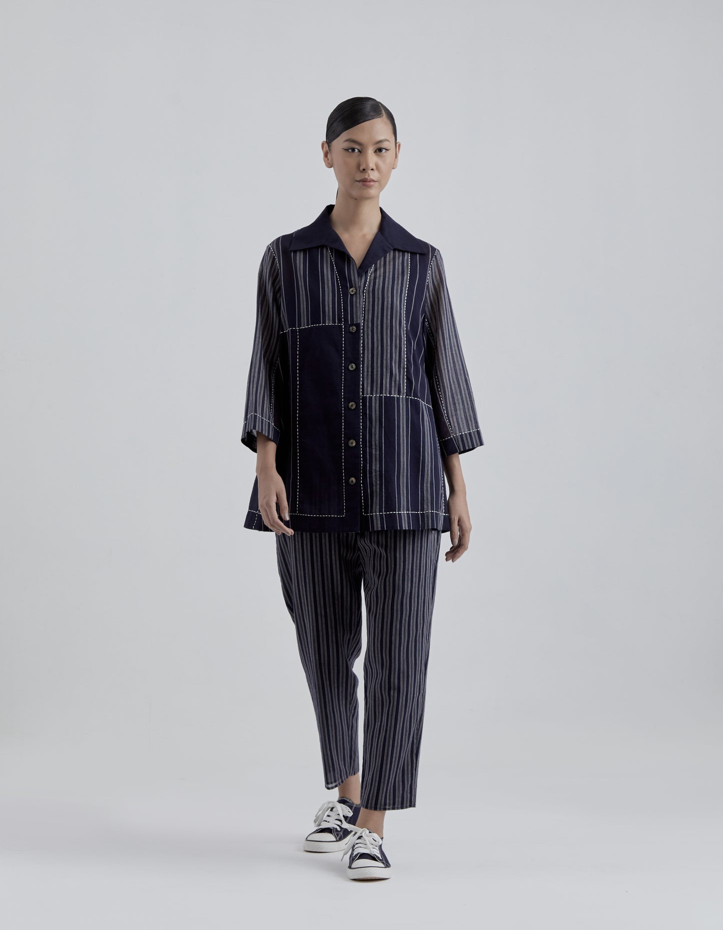 Yarn Dye Indigo Patchwork Jacket