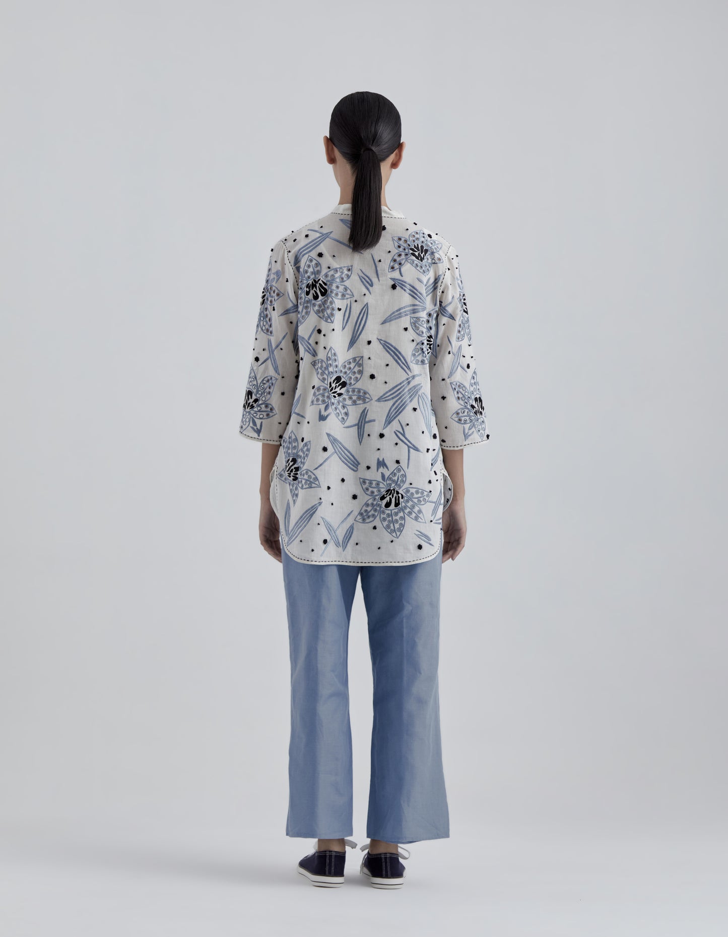 Ecru Cutwork and French Knot Top
