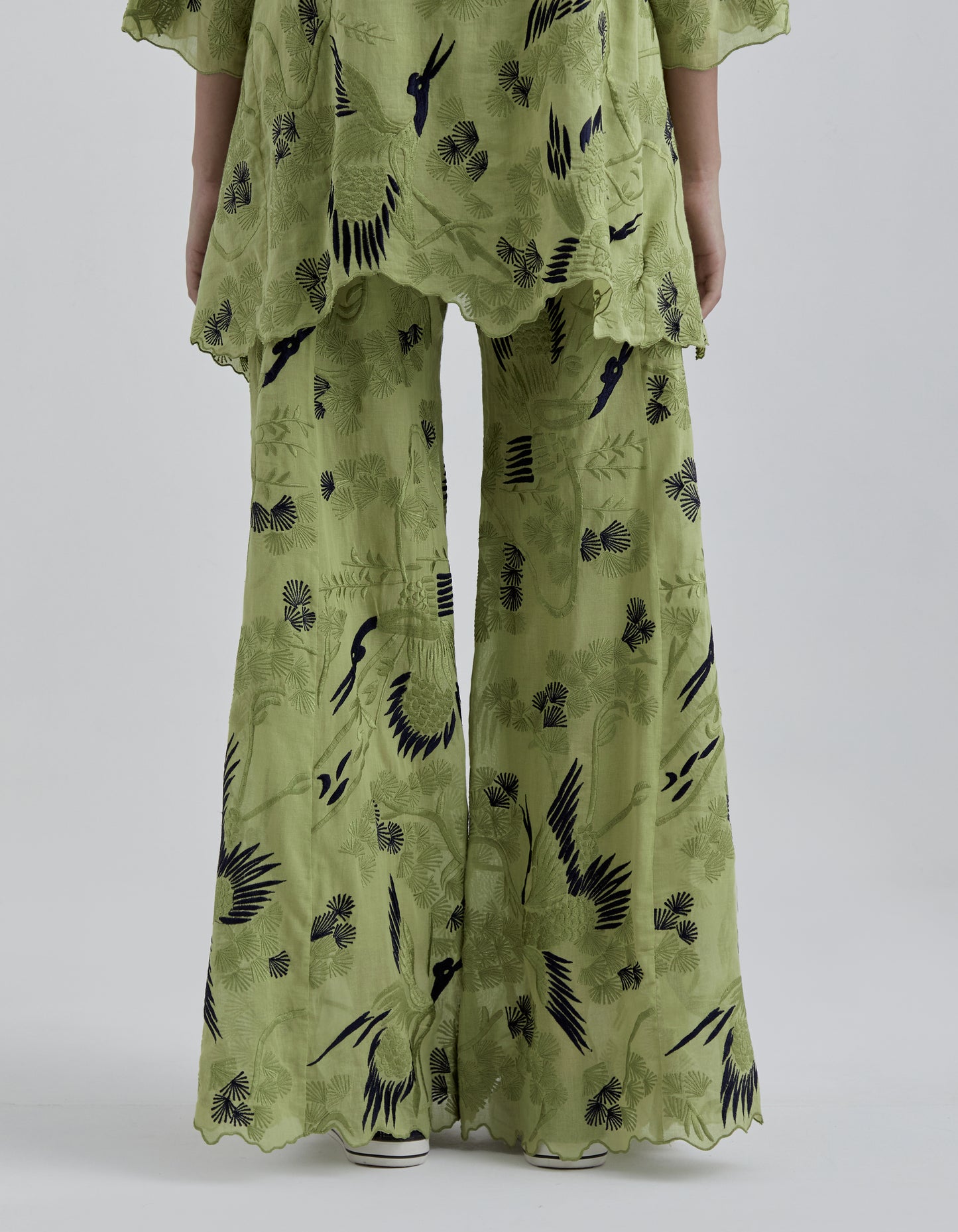 Grass Bird Motif Palazzo