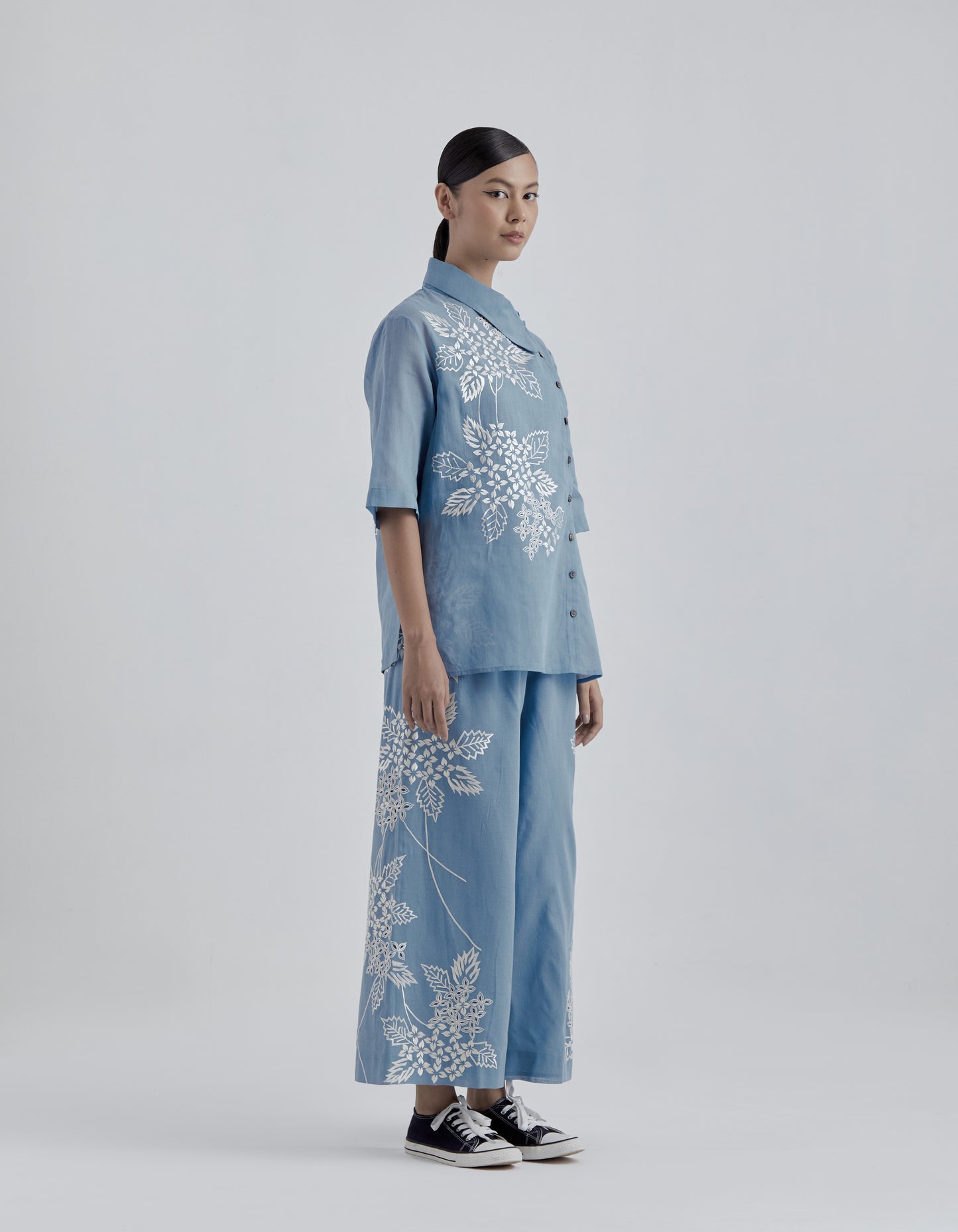 Steel Damask Stitched Cutwork Pants