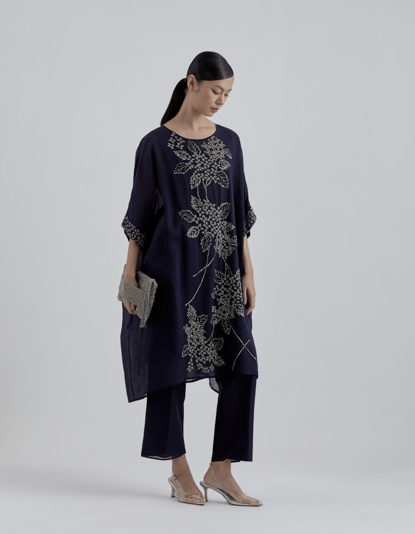 Indigo Hand Sequined Kaftan