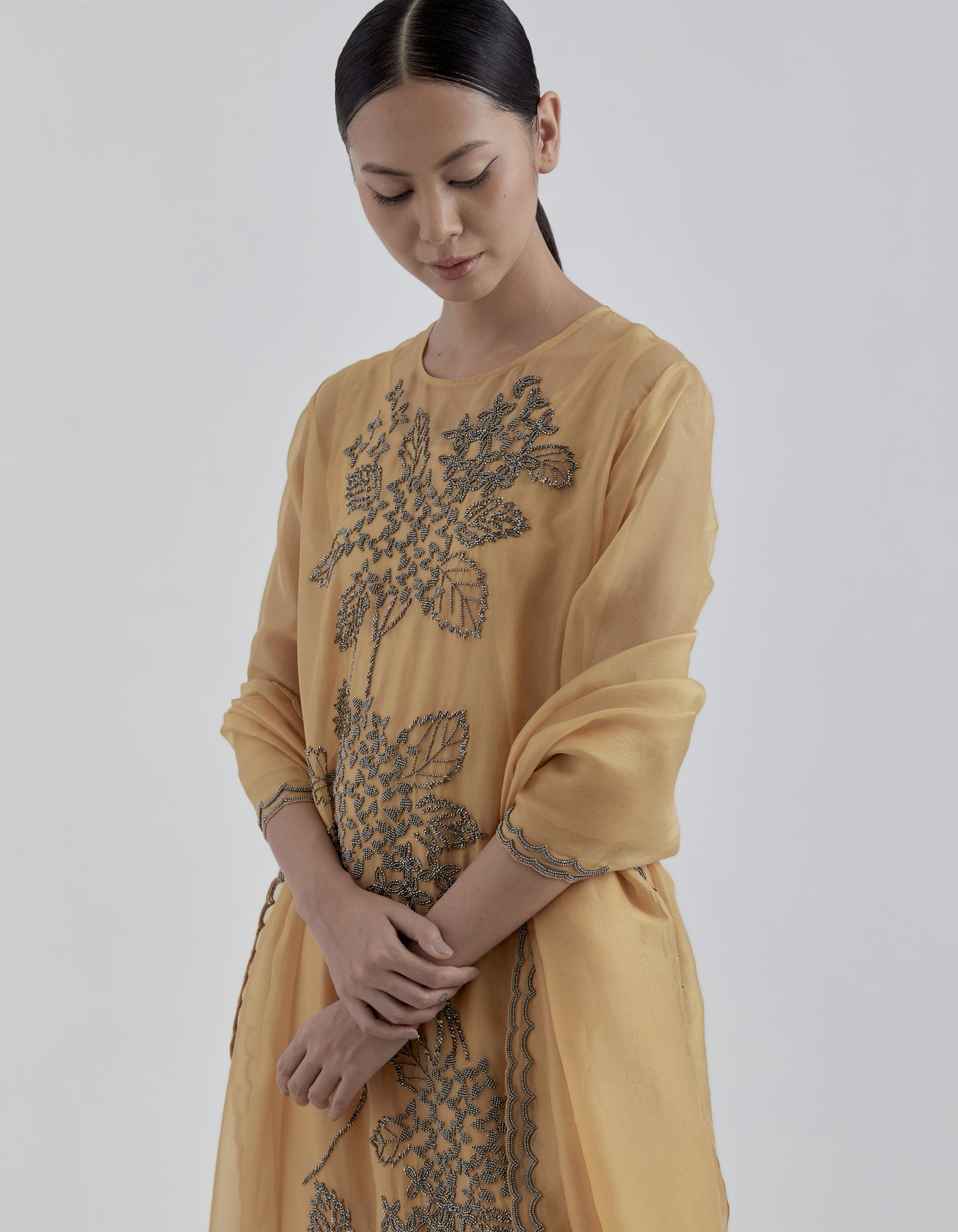 Saffron Hand Beaded Kurta