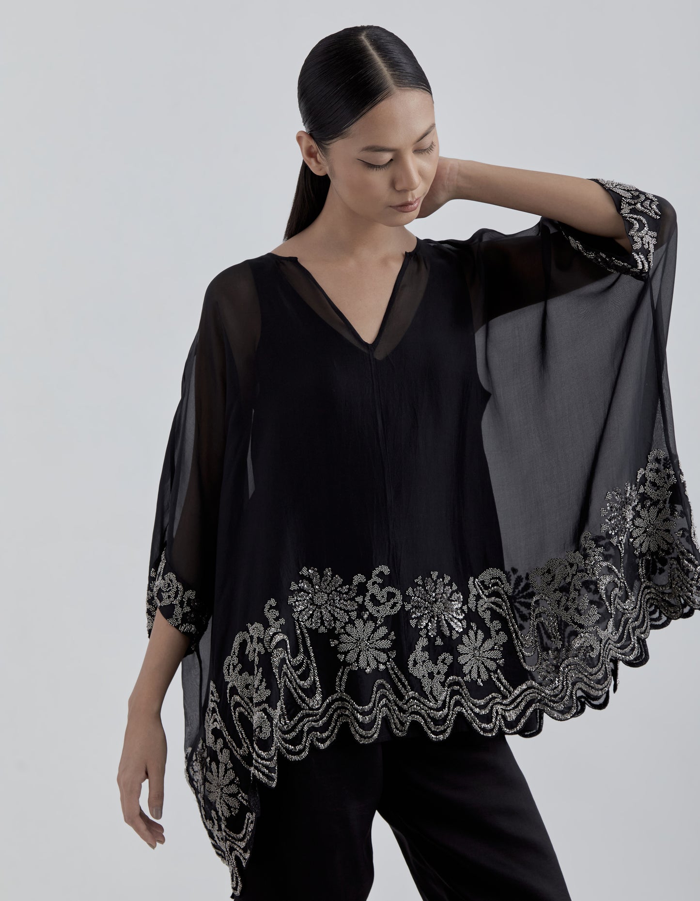 Black Hand Beaded Top