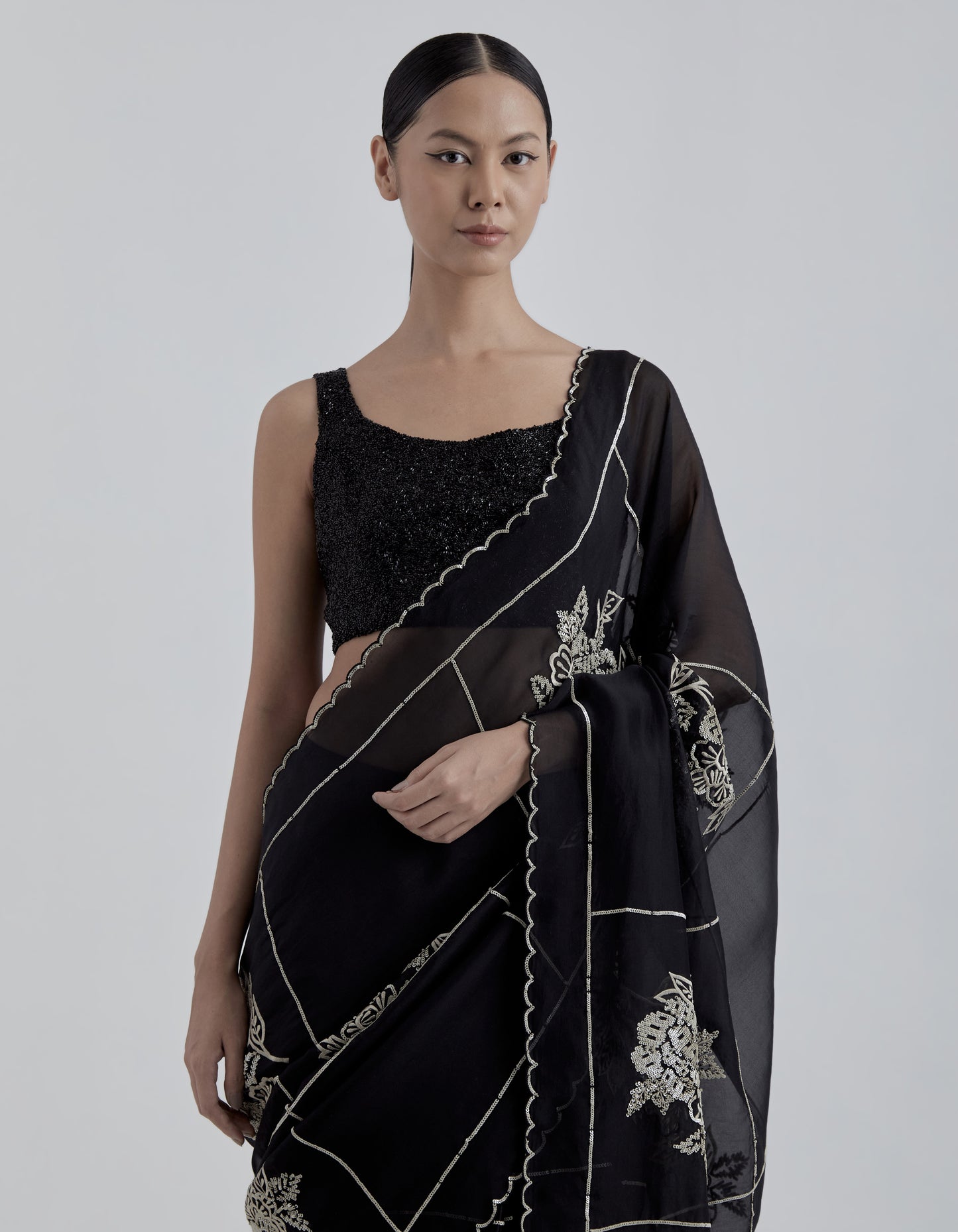 Black Hand Beaded Blouse