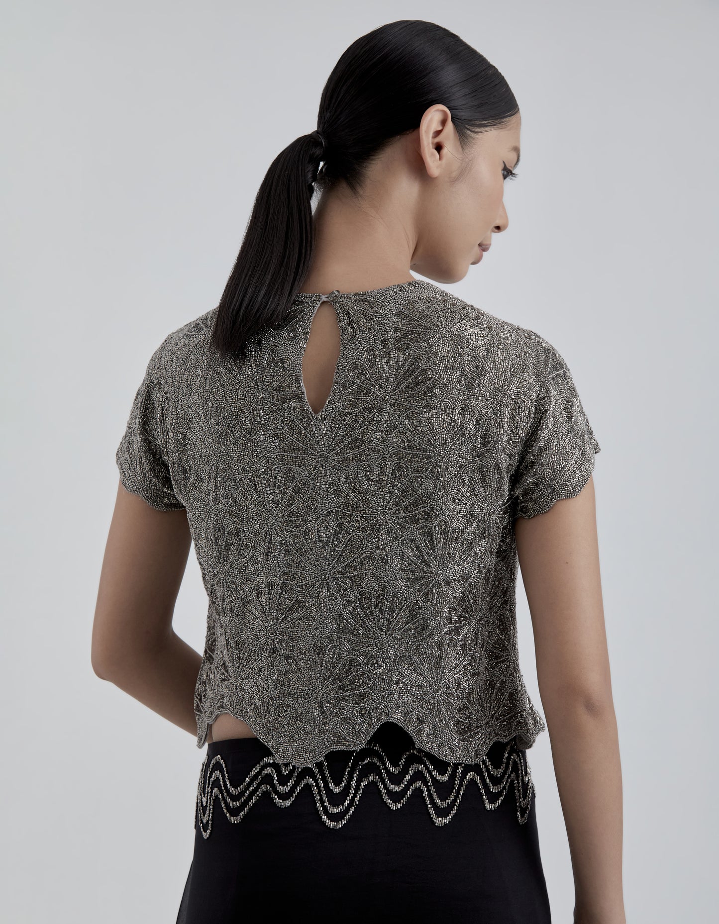 Silver Hand Beaded Blouse
