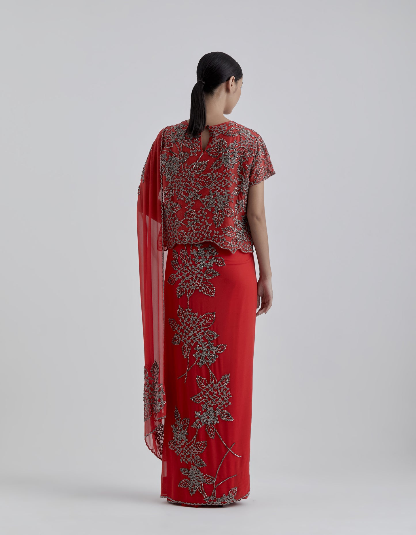 Crimson Hand Beaded Blouse