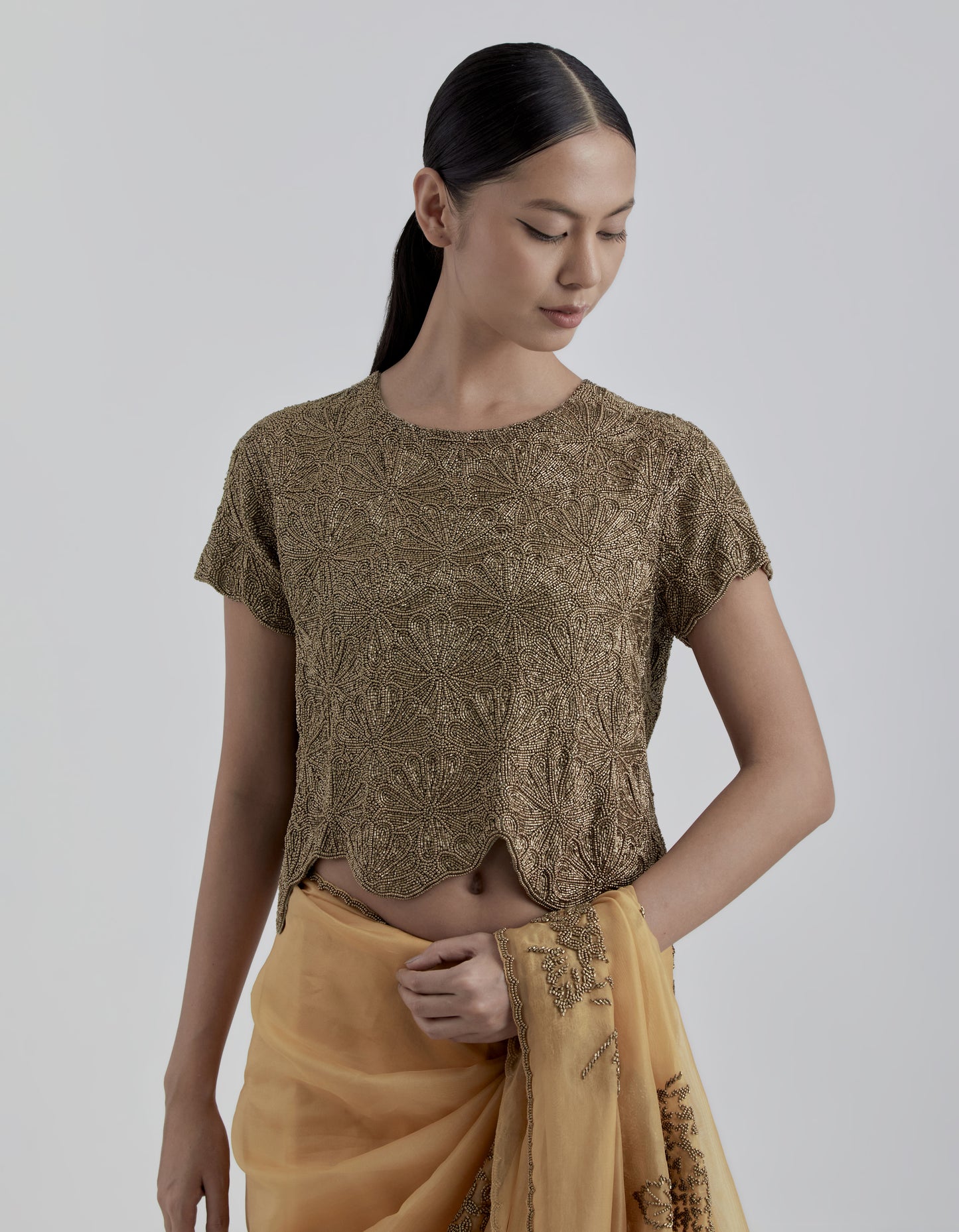 Gold Hand Beaded Blouse