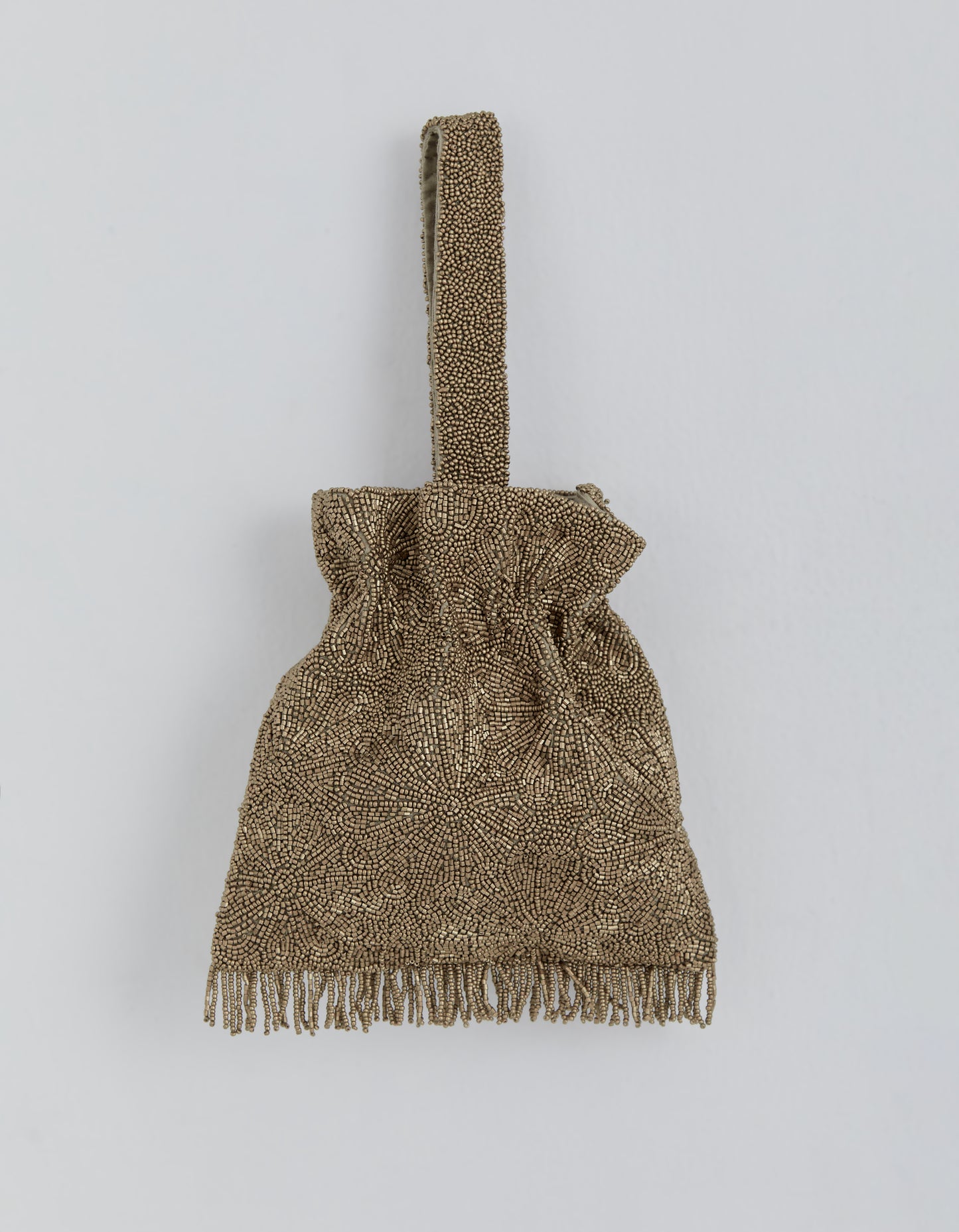 Gold Beaded Fringed Handbag