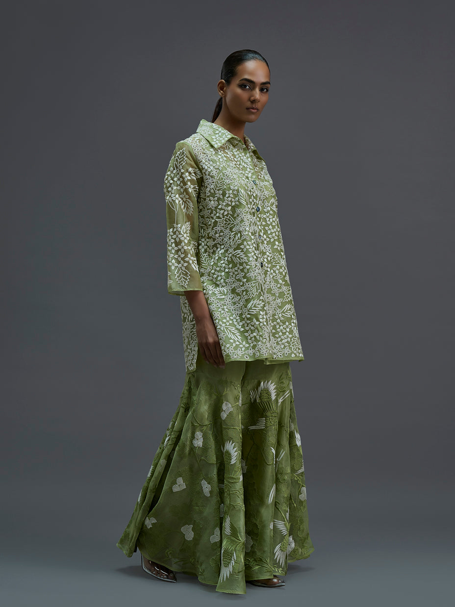 Grass Bird Motif Sharara