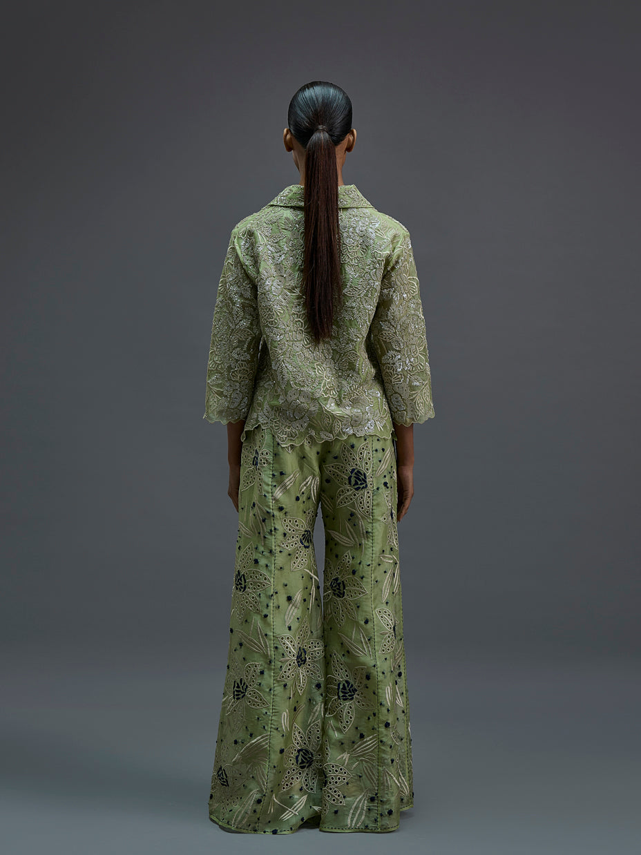 Grass Hand Sequined Flat Stitch Top