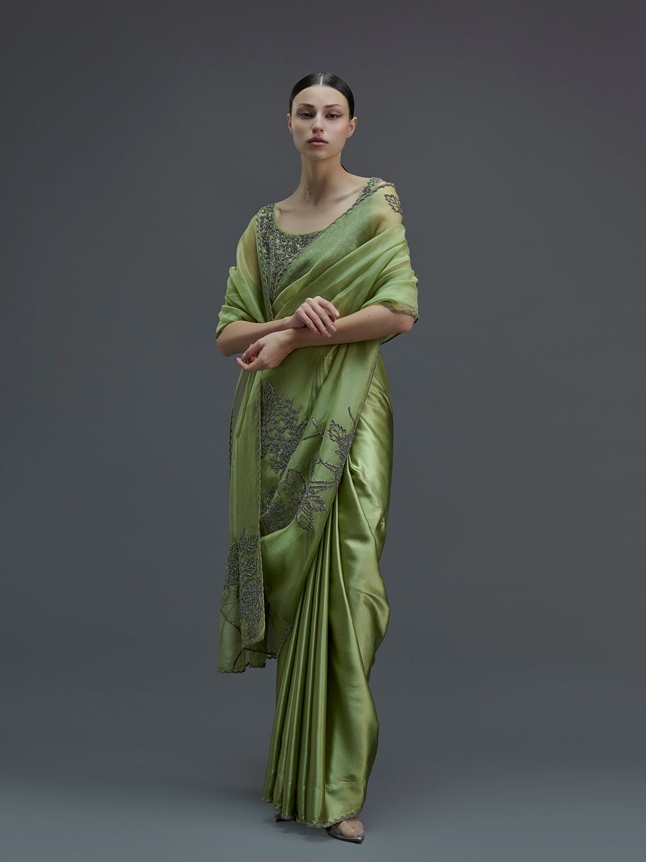 Grass Hand Beaded Sari