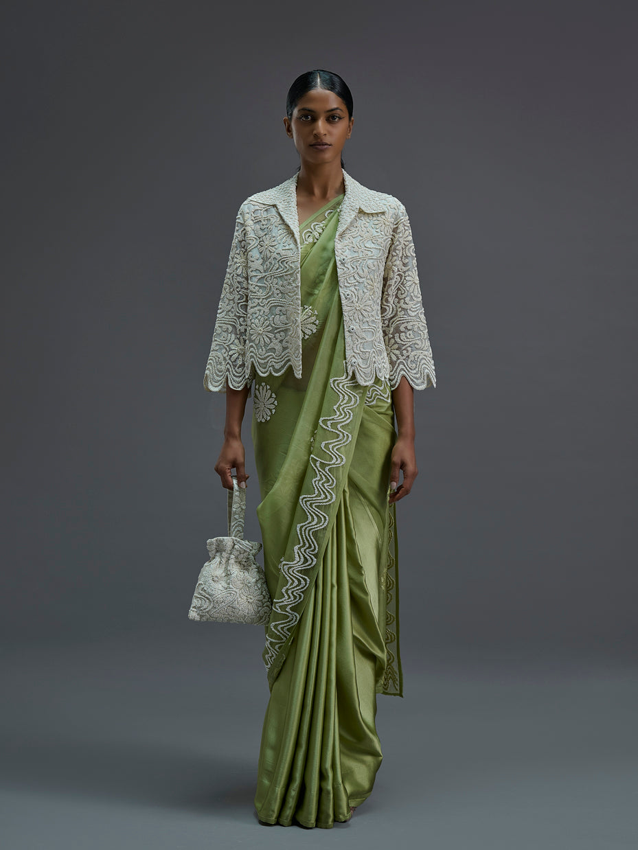 Grass Hand Beaded Sari