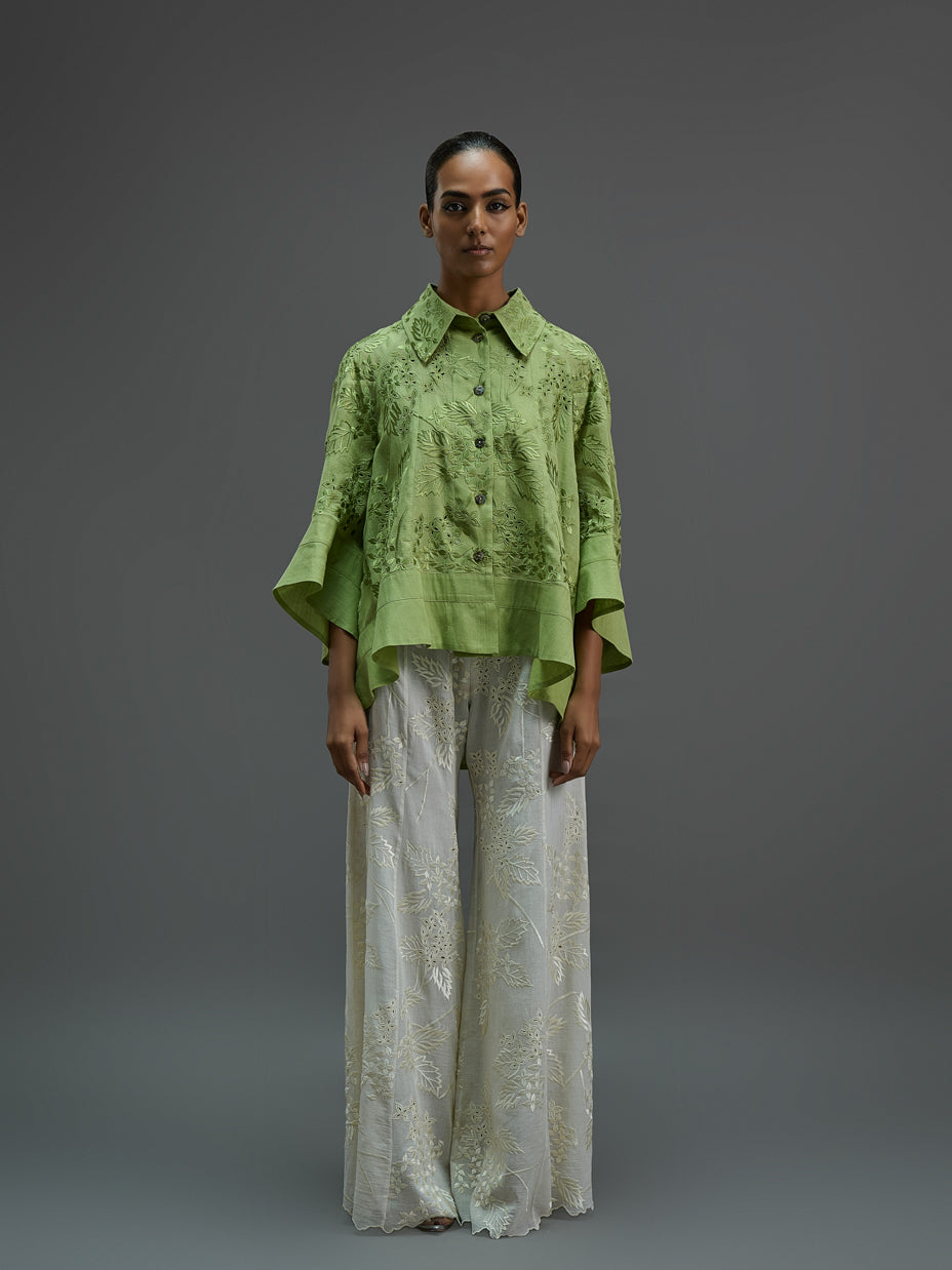 Grass Damask Stitched Cutwork Jacket