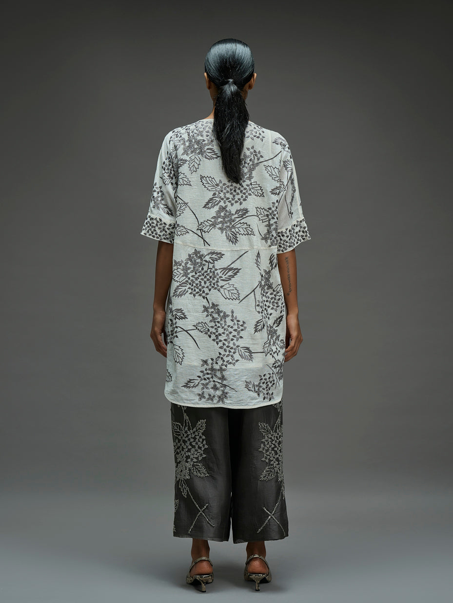 Ecru Damask Stitched Cutwork Tunic