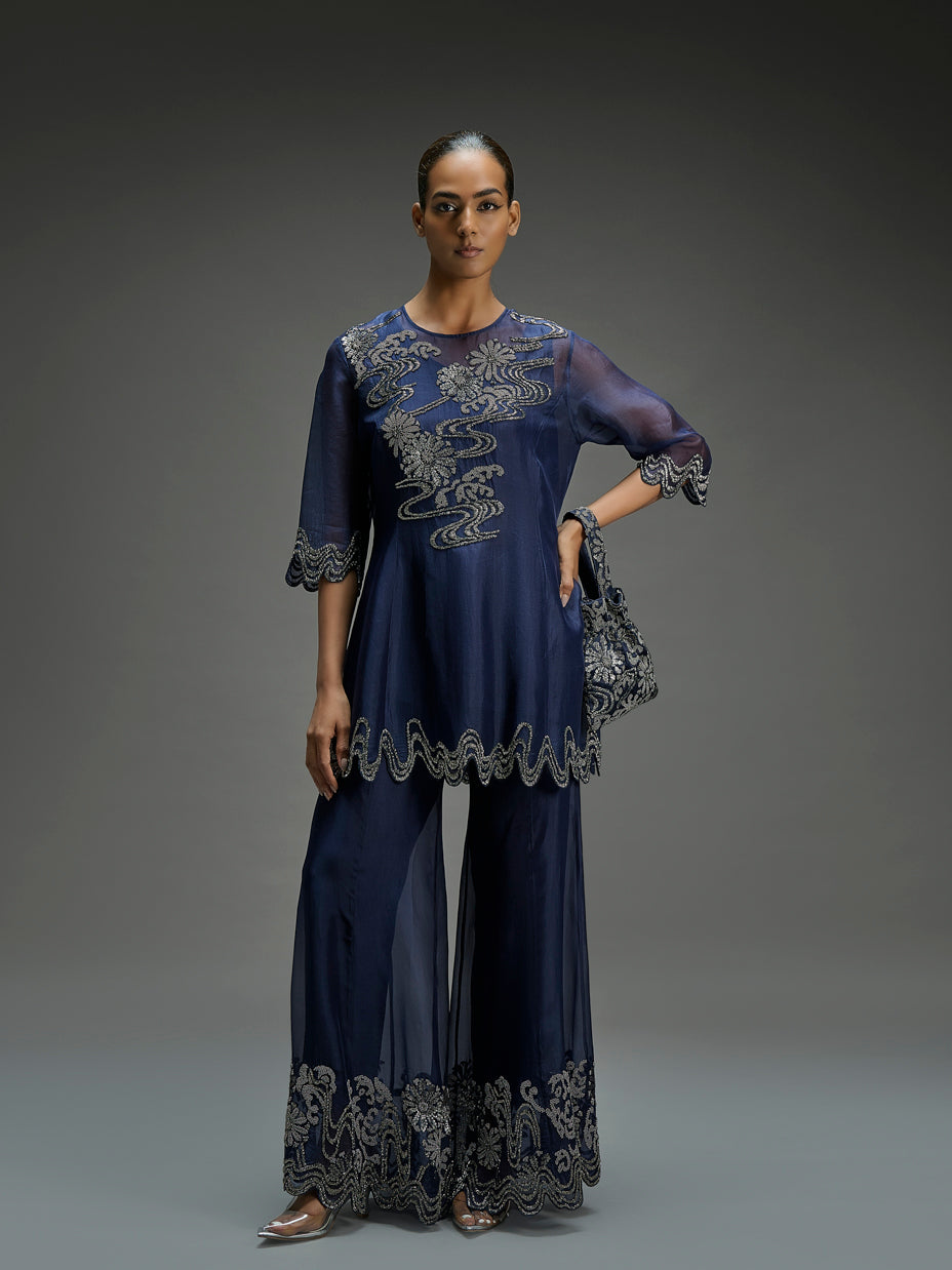 Indigo Hand Beaded Palazzo