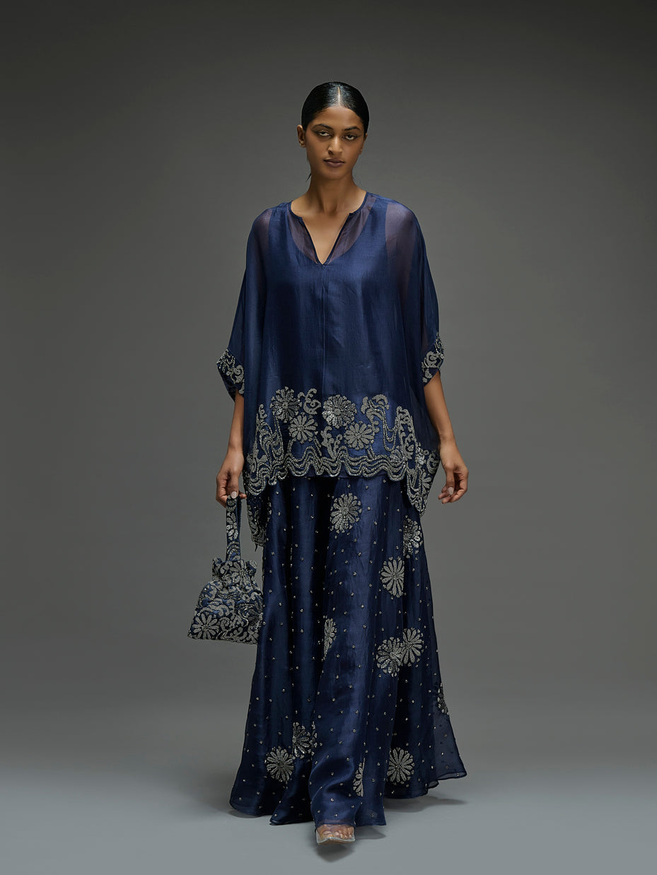 Indigo Hand Beaded Skirt
