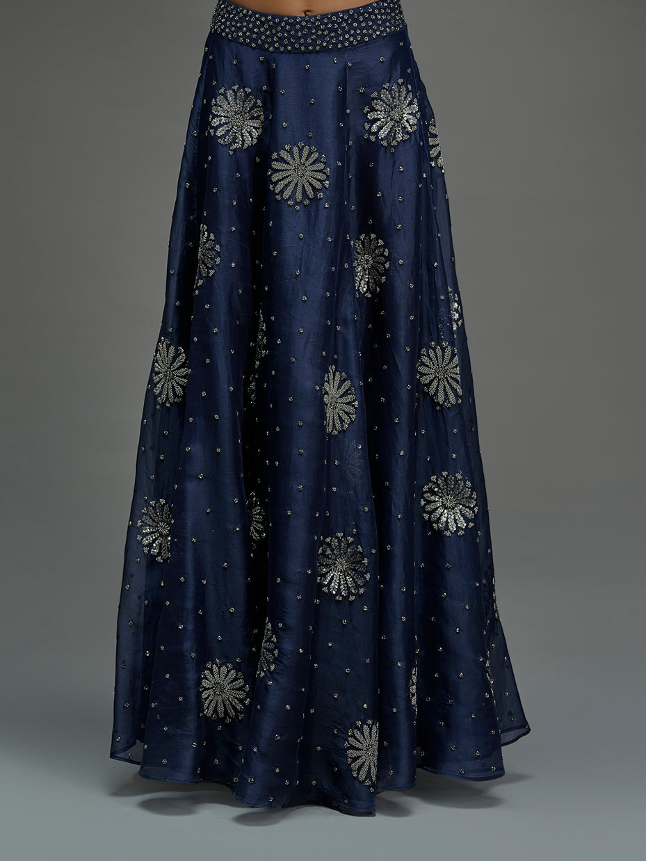 Indigo Hand Beaded Skirt