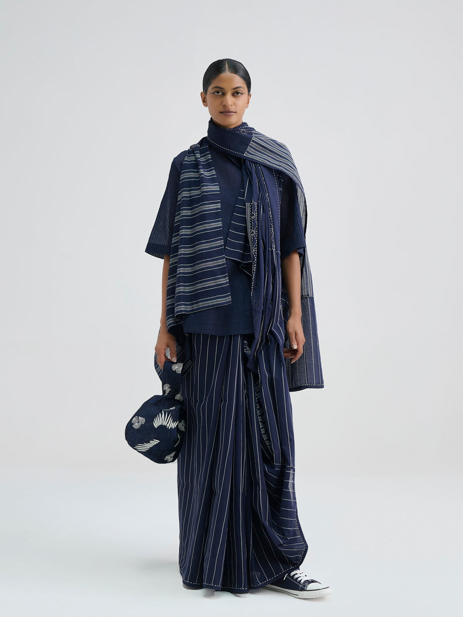 Yarn Dye Indigo Striped Wrap