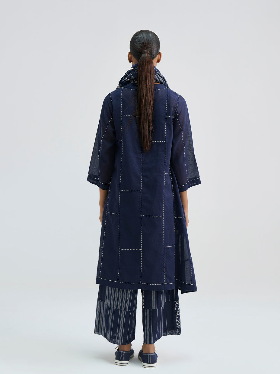Indigo Striped Patchwork Pants
