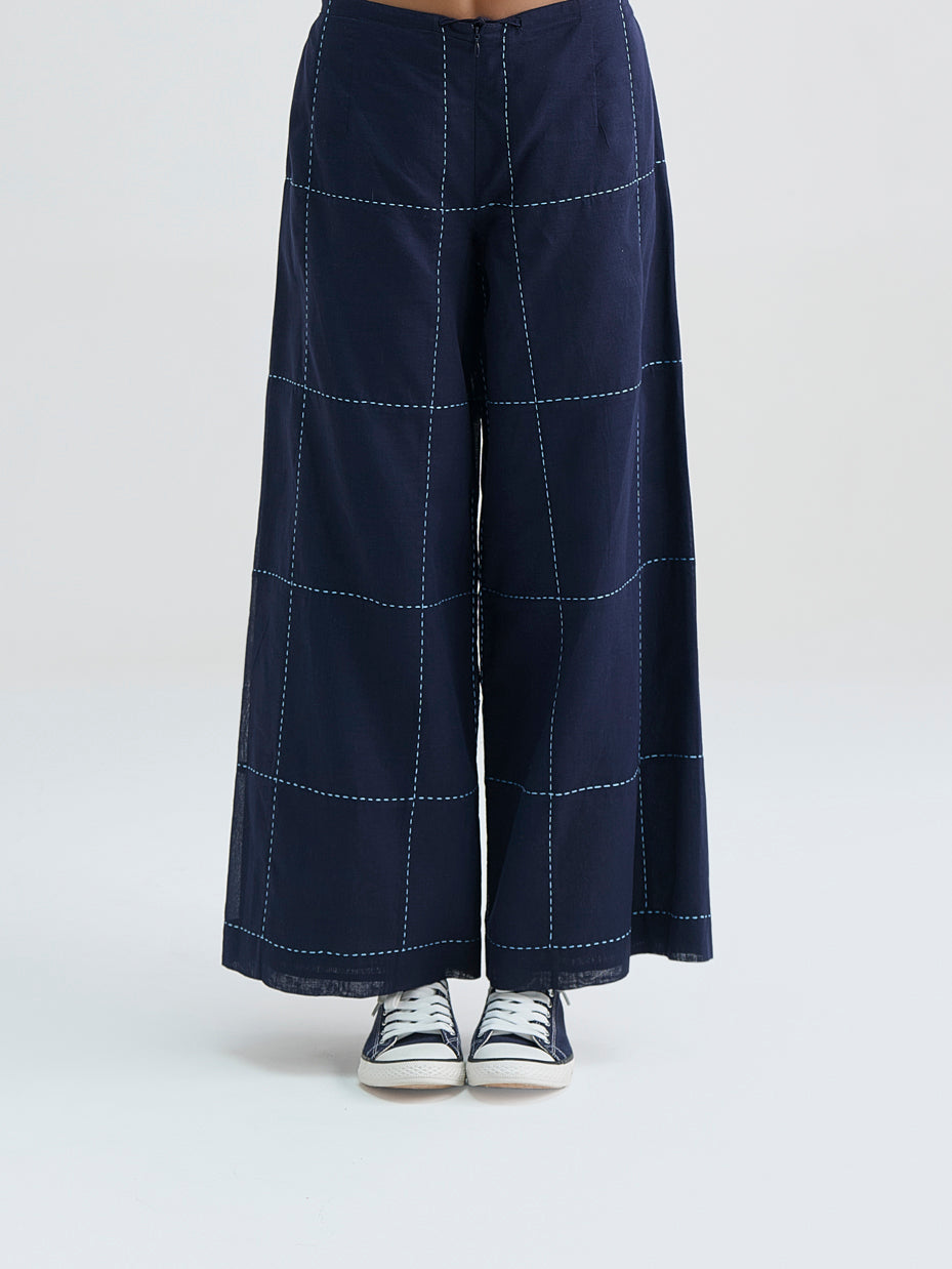 Indigo Contrast Hand Stitched Pants