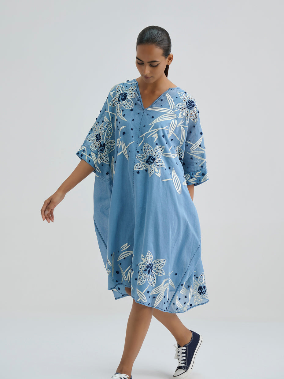 Steel Cutwork and French Knot Kaftan Tunic