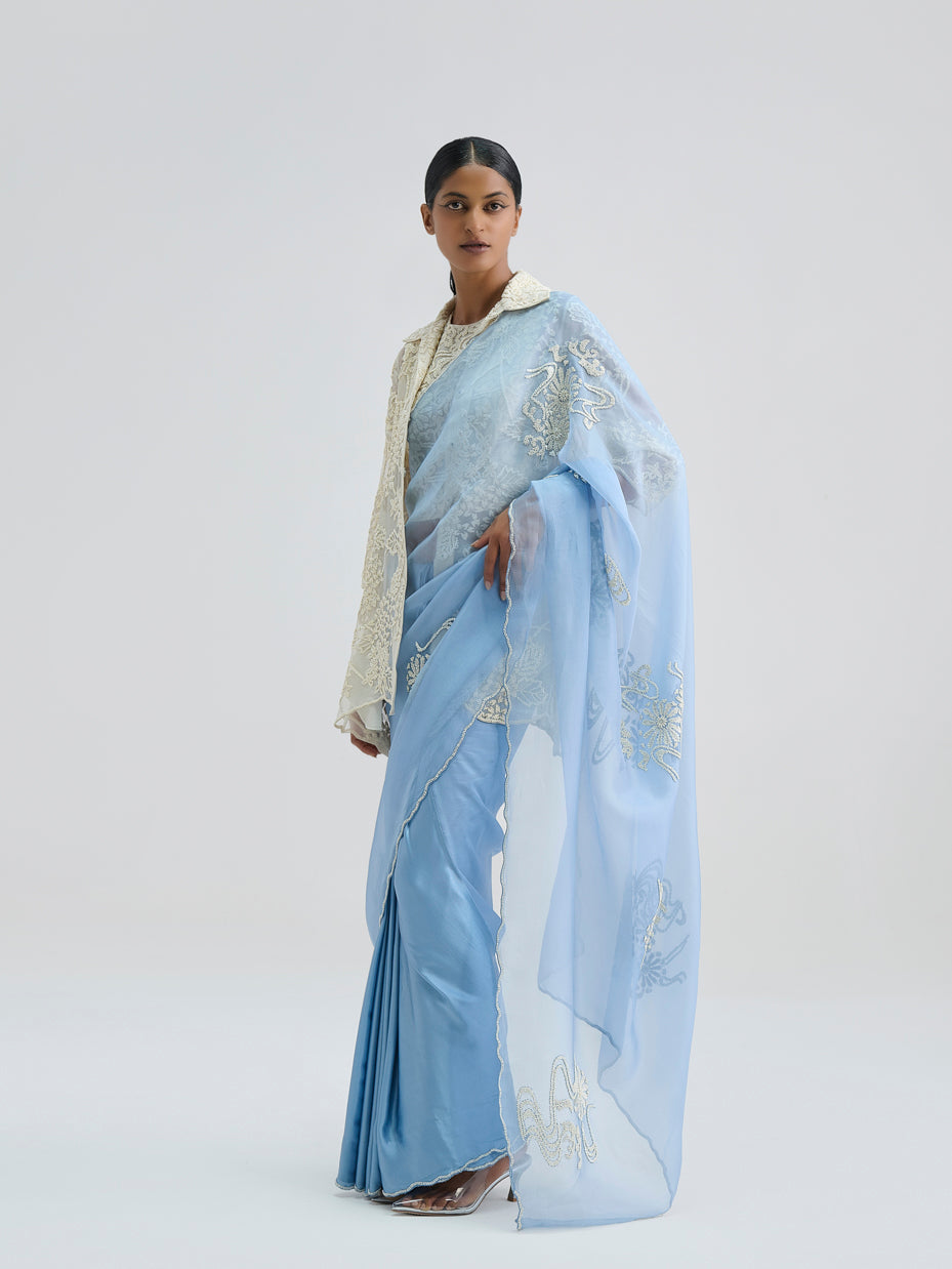 Steel Hand Beaded Sari