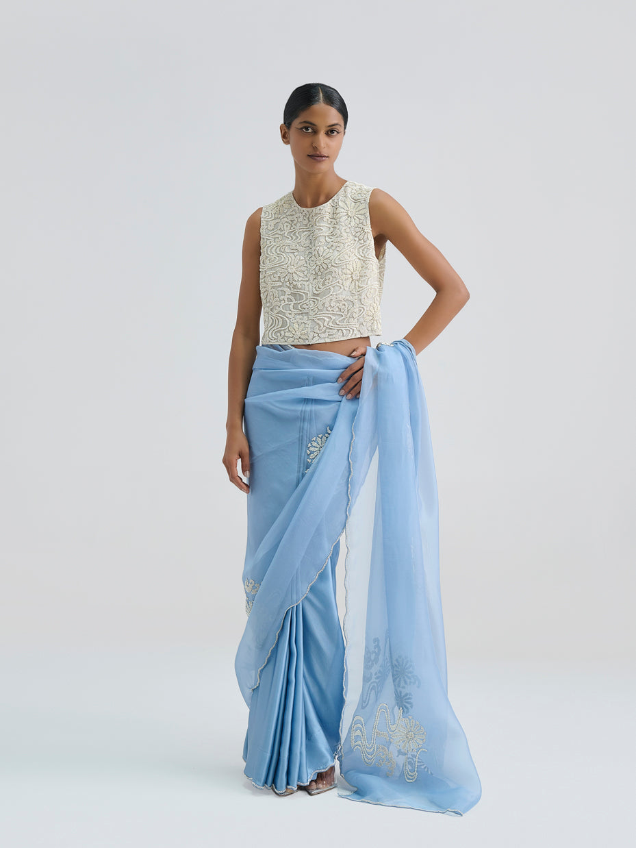 Ecru Hand Beaded Blouse
