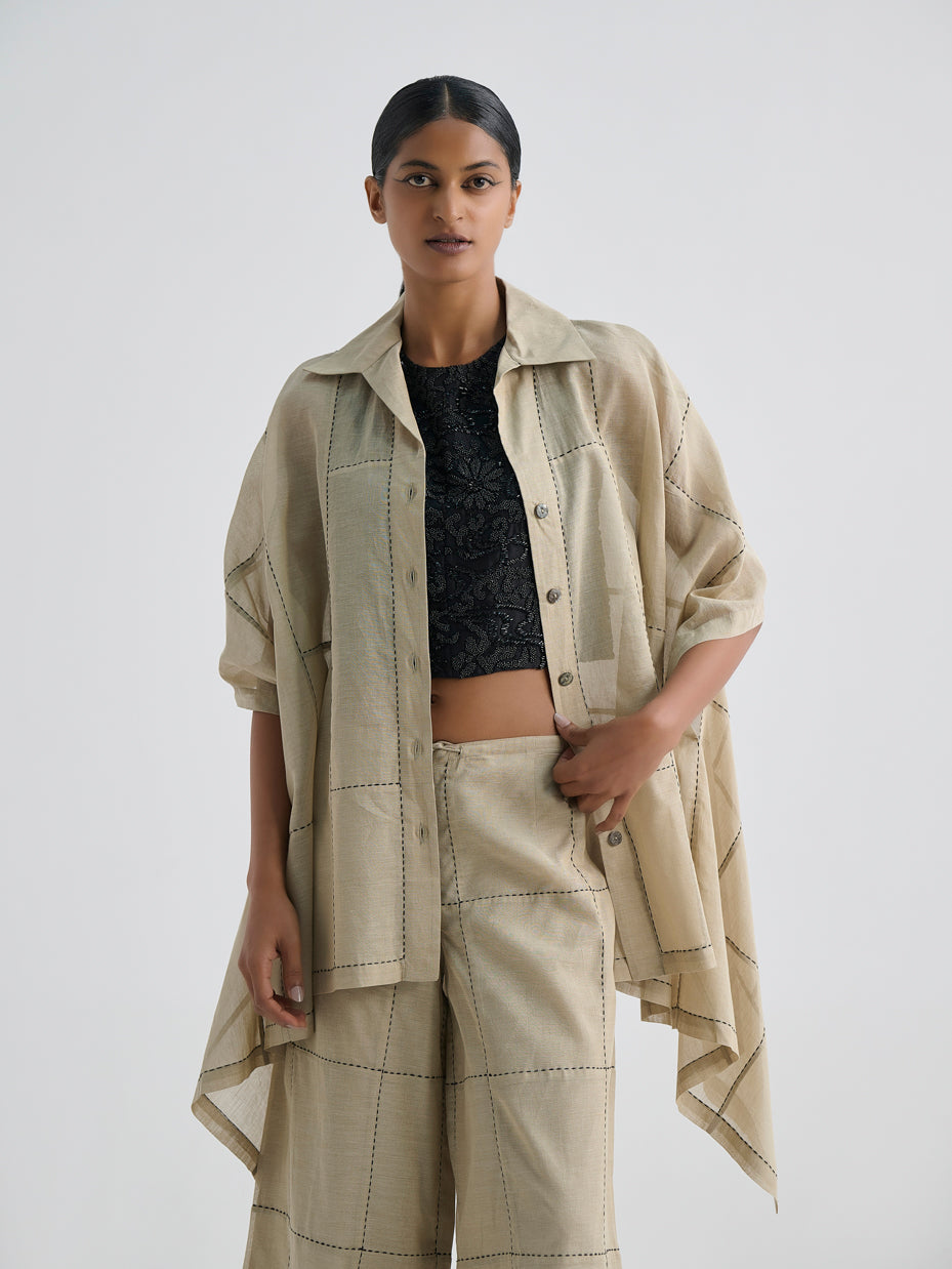 Natural Contrast Hand Stitched Cape