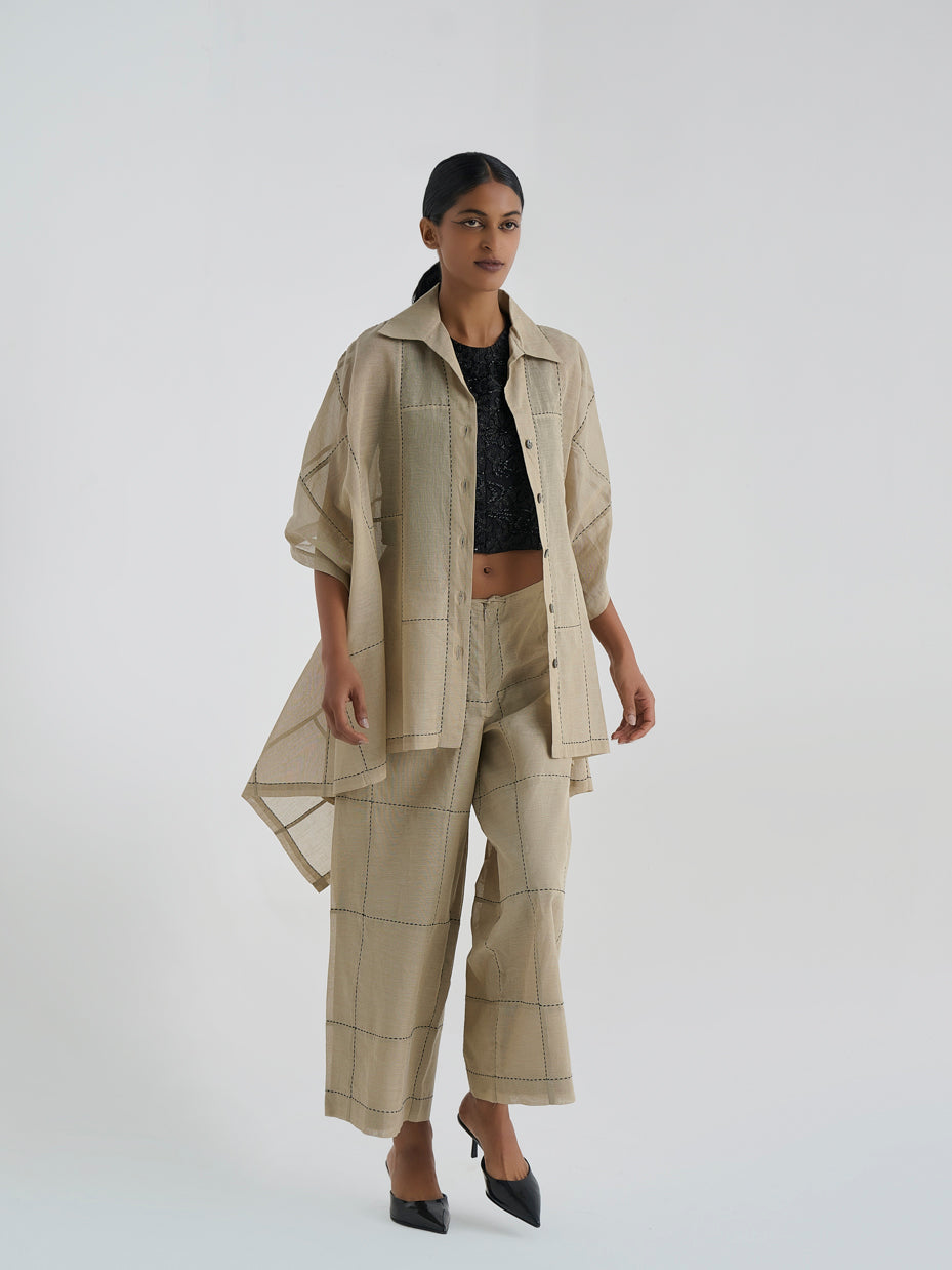 Natural Contrast Hand Stitched Pants