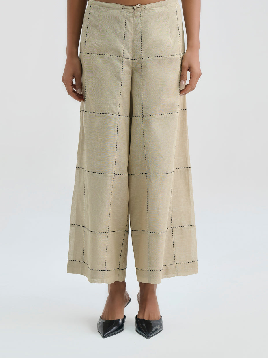 Natural Contrast Hand Stitched Pants