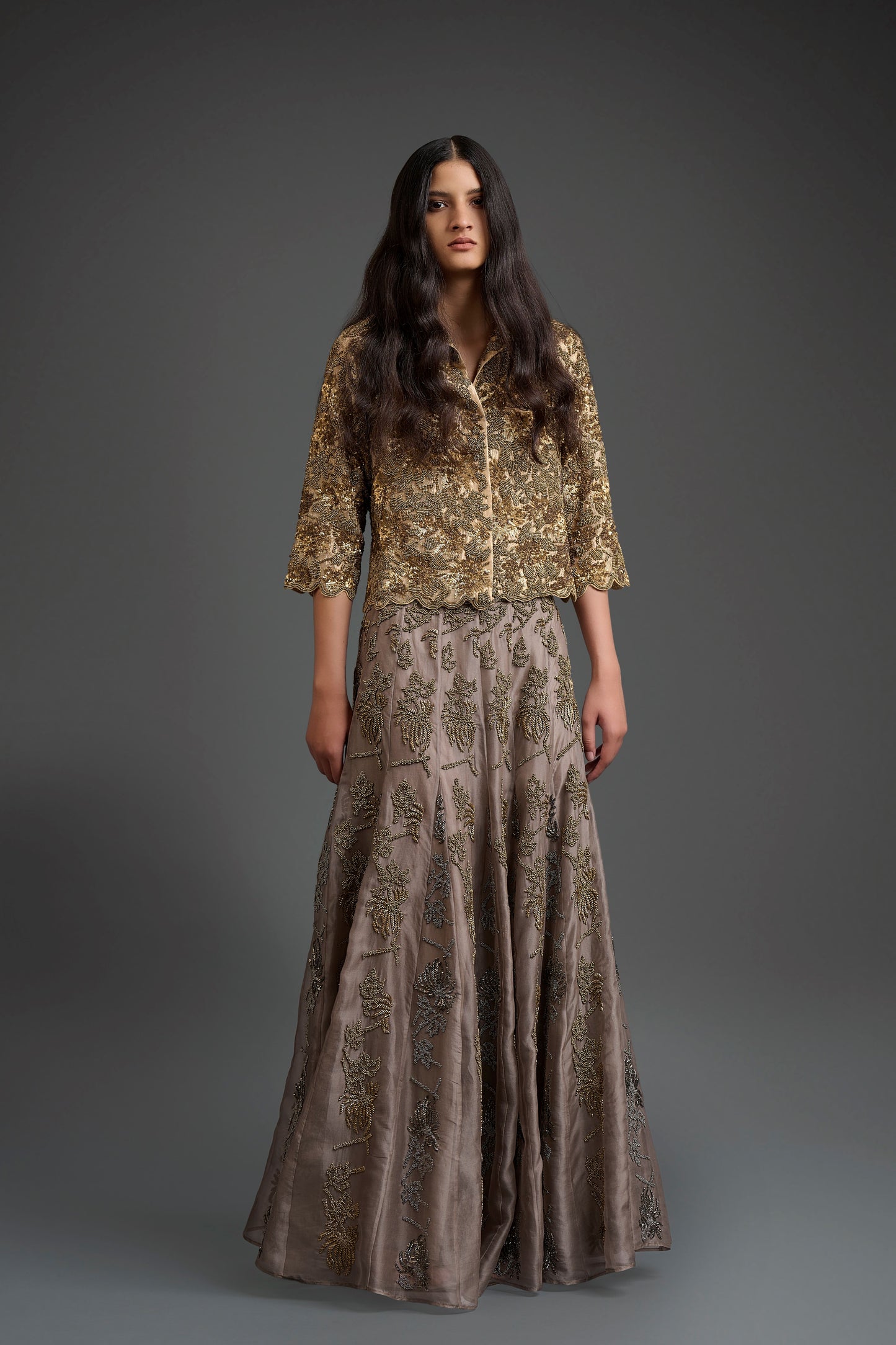 Gold Hand Sequined Hand Beaded Jacket