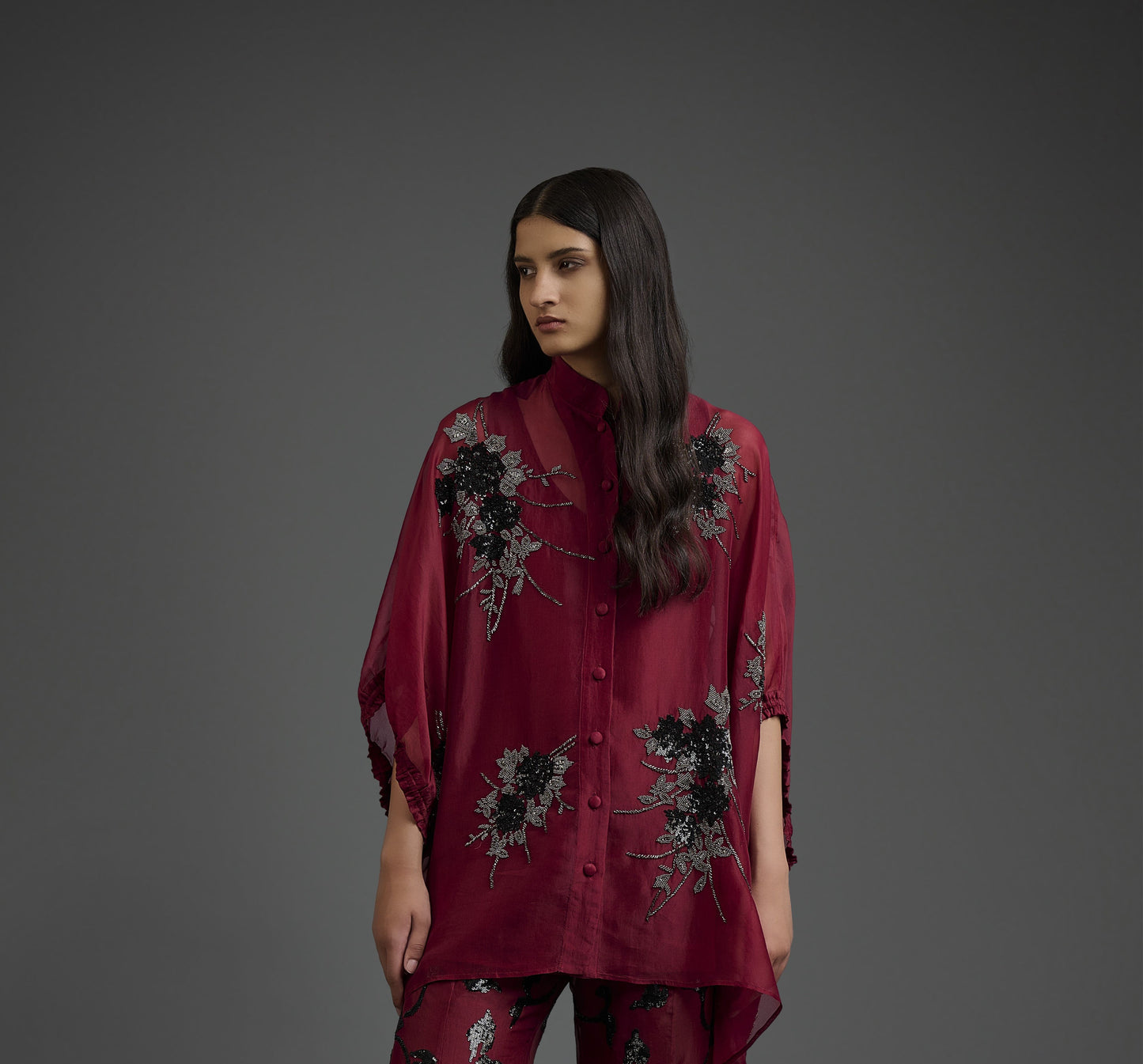 Cherry Hand beaded Tunic
