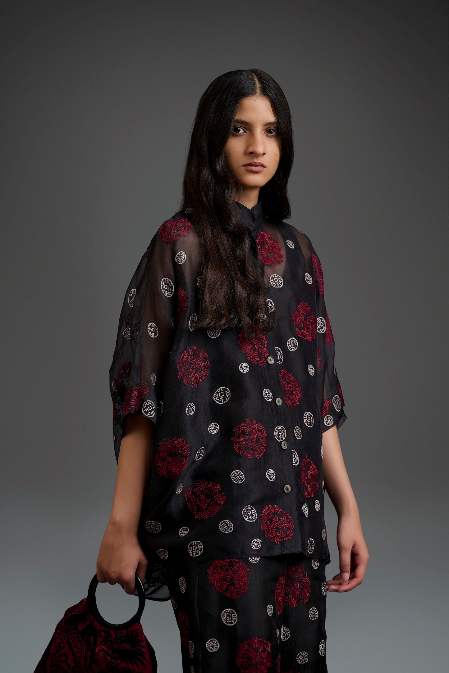 Black Flat Stitch Top