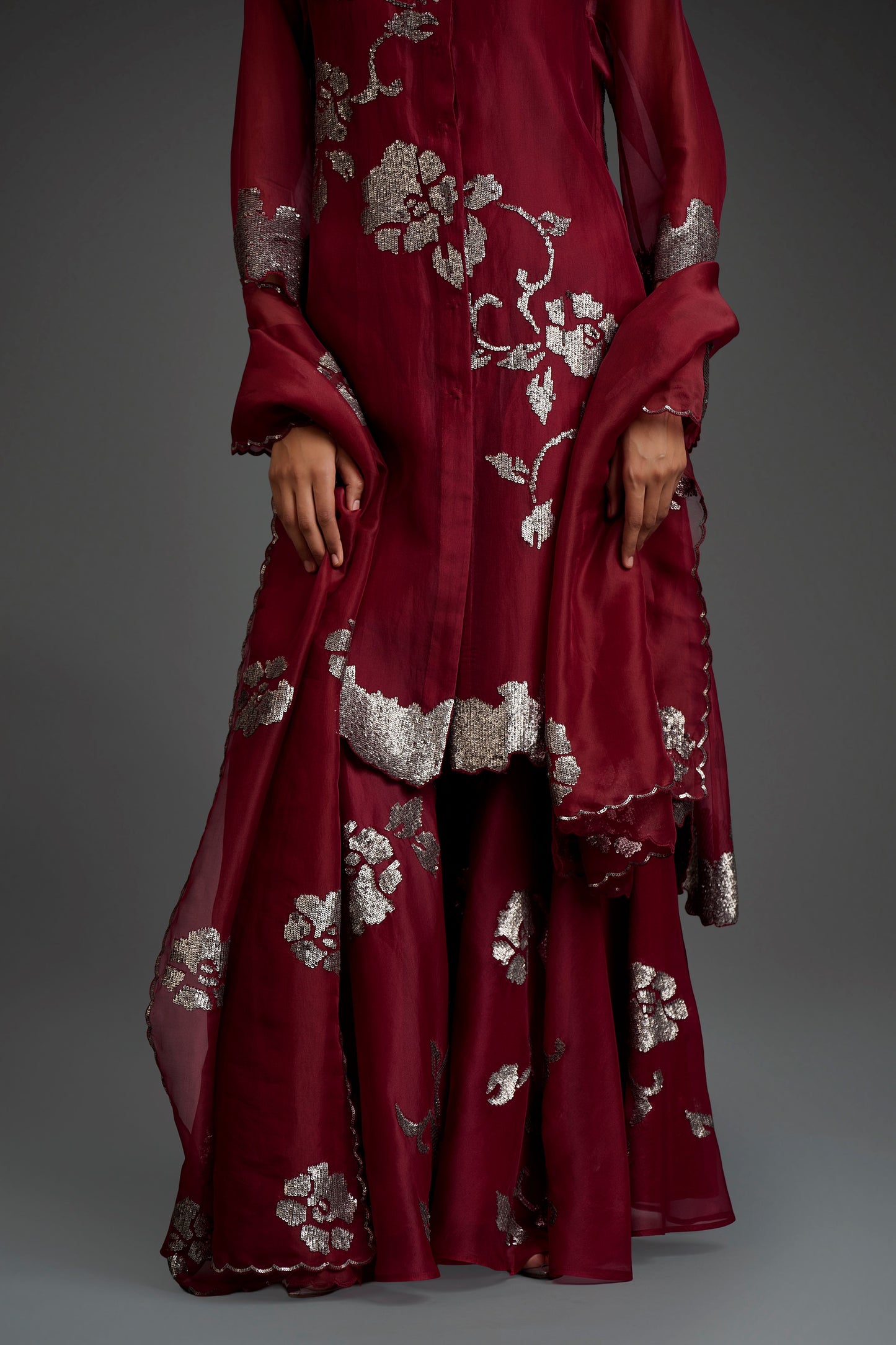 Cherry Hand Sequined Sharara