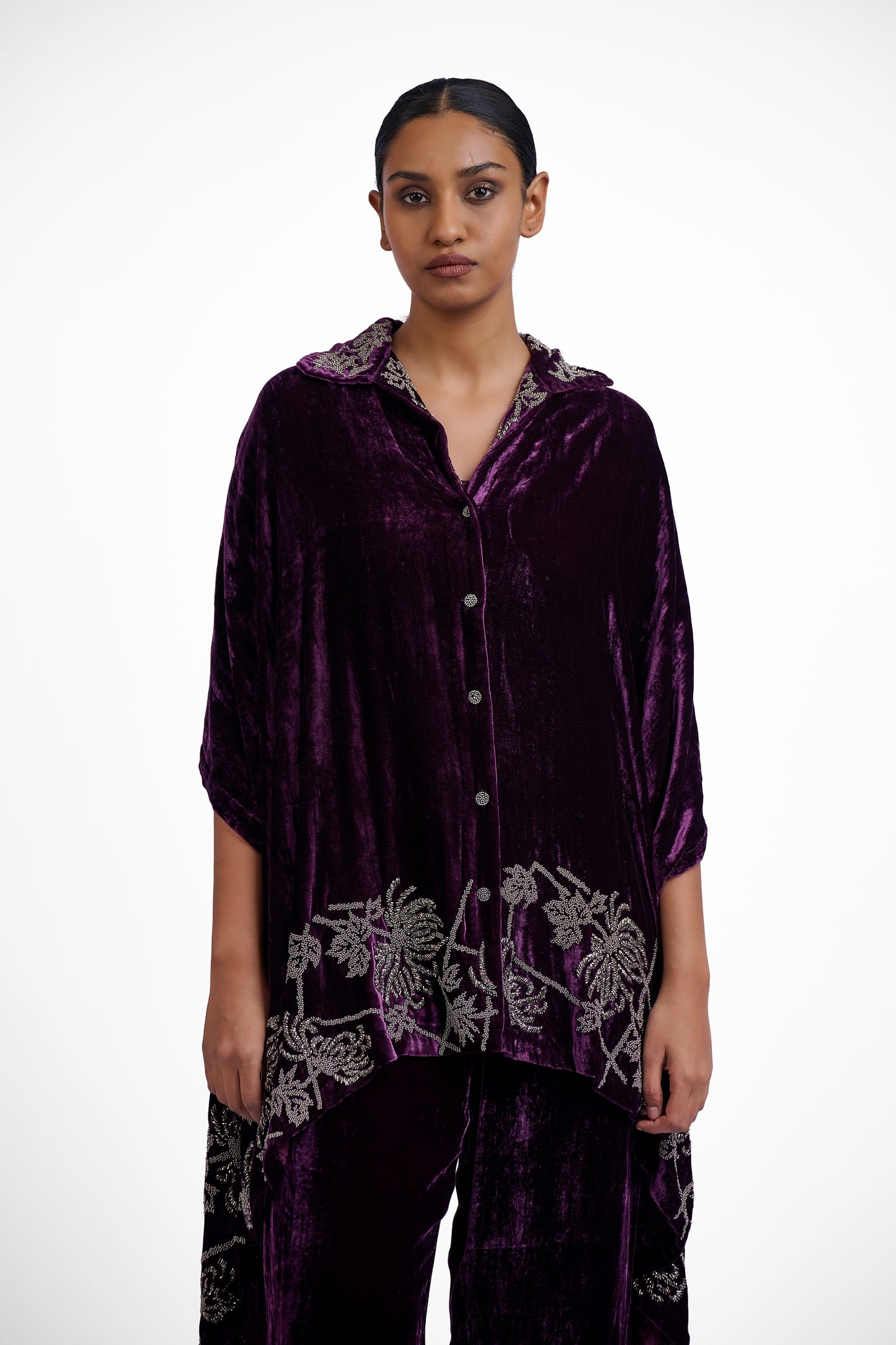 Wine Hand Beaded Cape