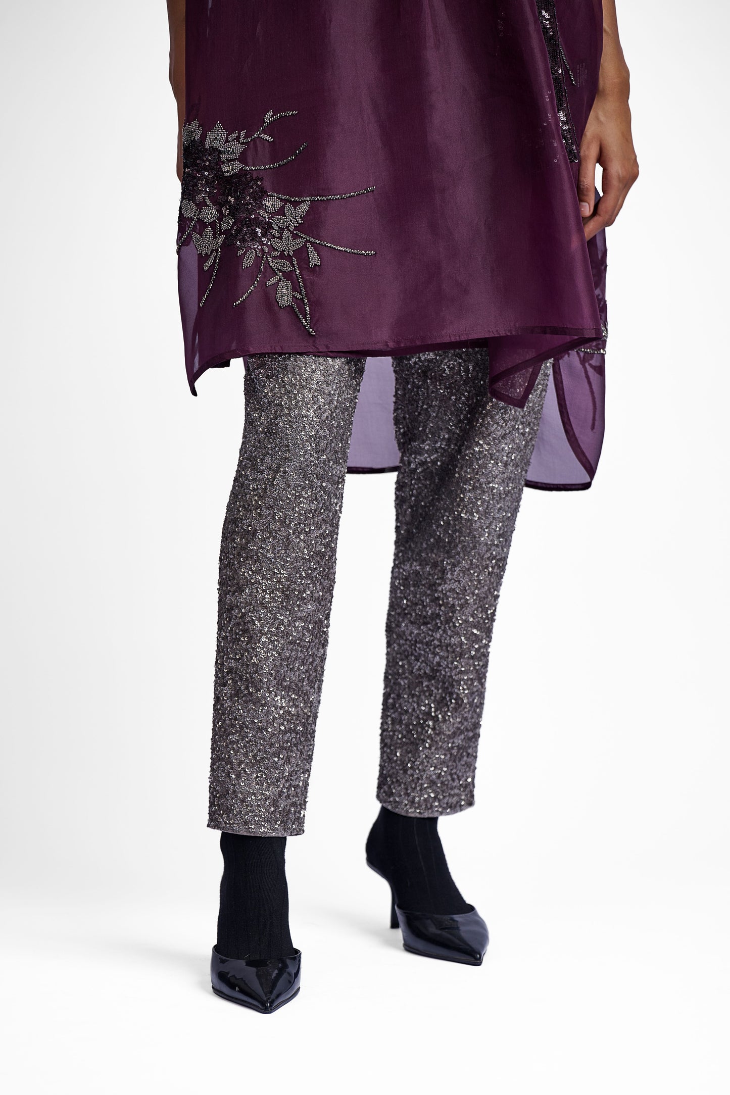 Silver Hand Sequined Pants
