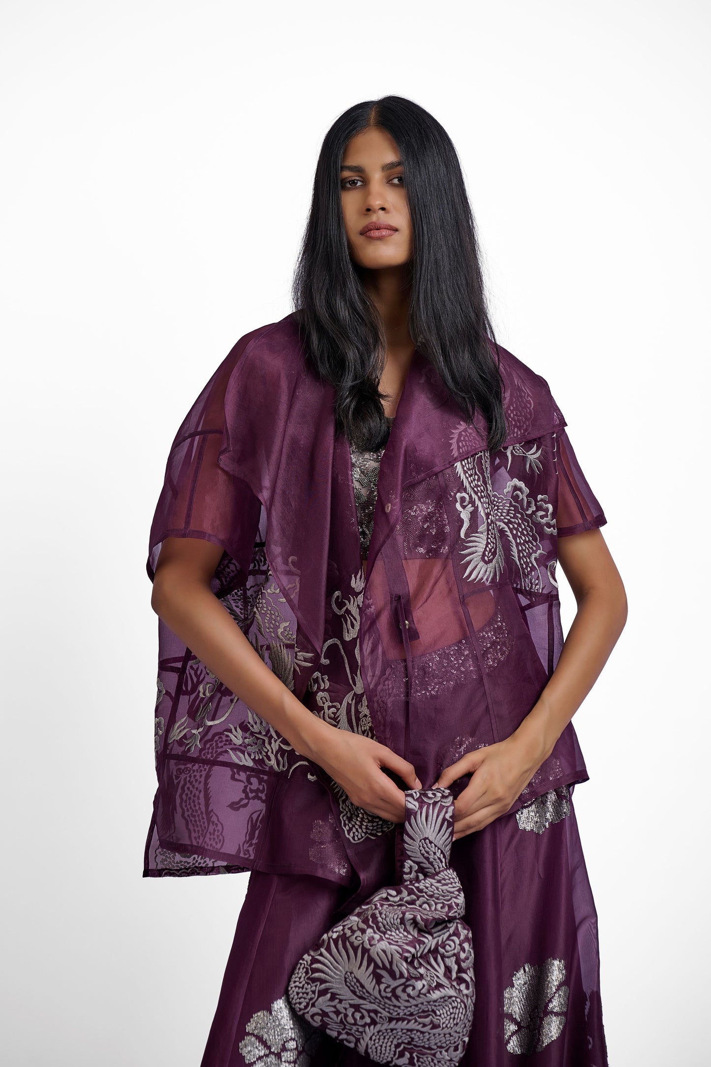Wine Flat Stitch Jacket