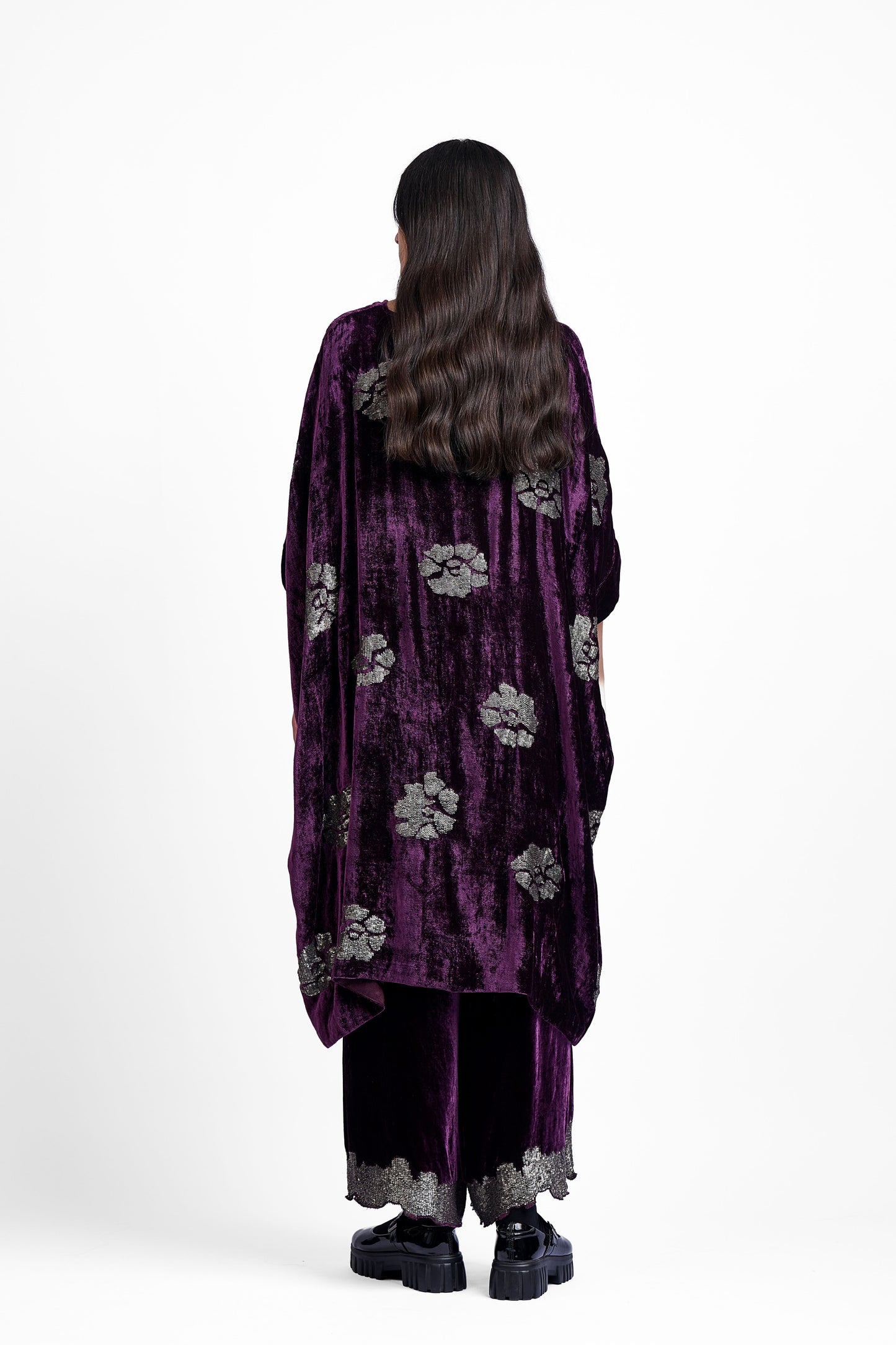 Wine Hand Sequined Kaftan