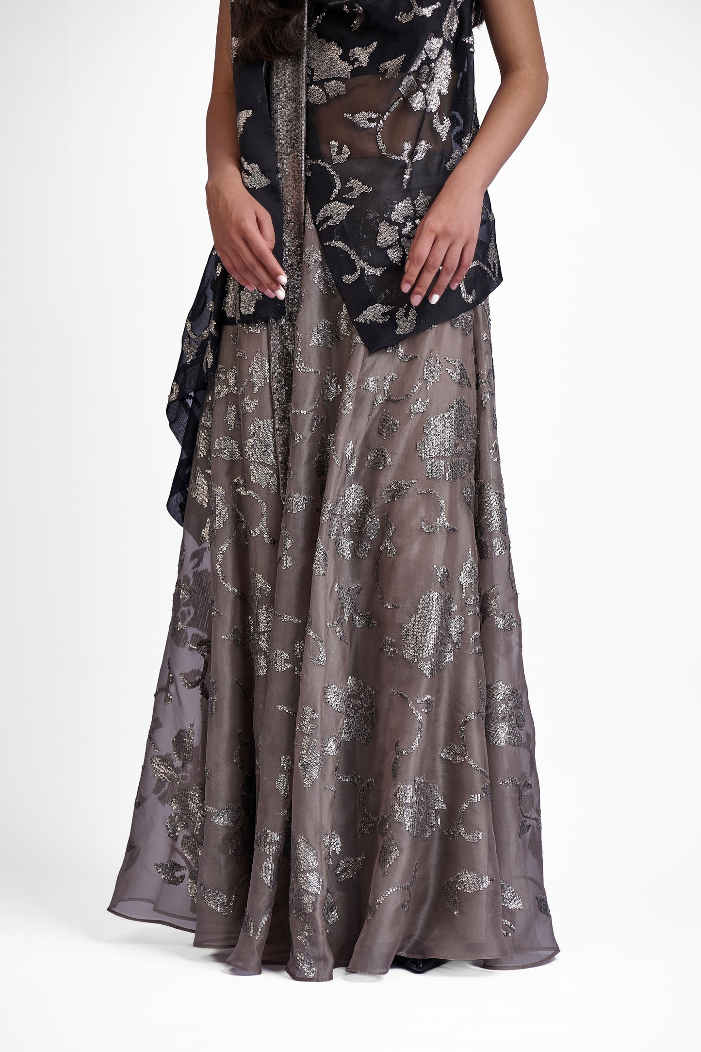 Stone Hand Sequined Skirt