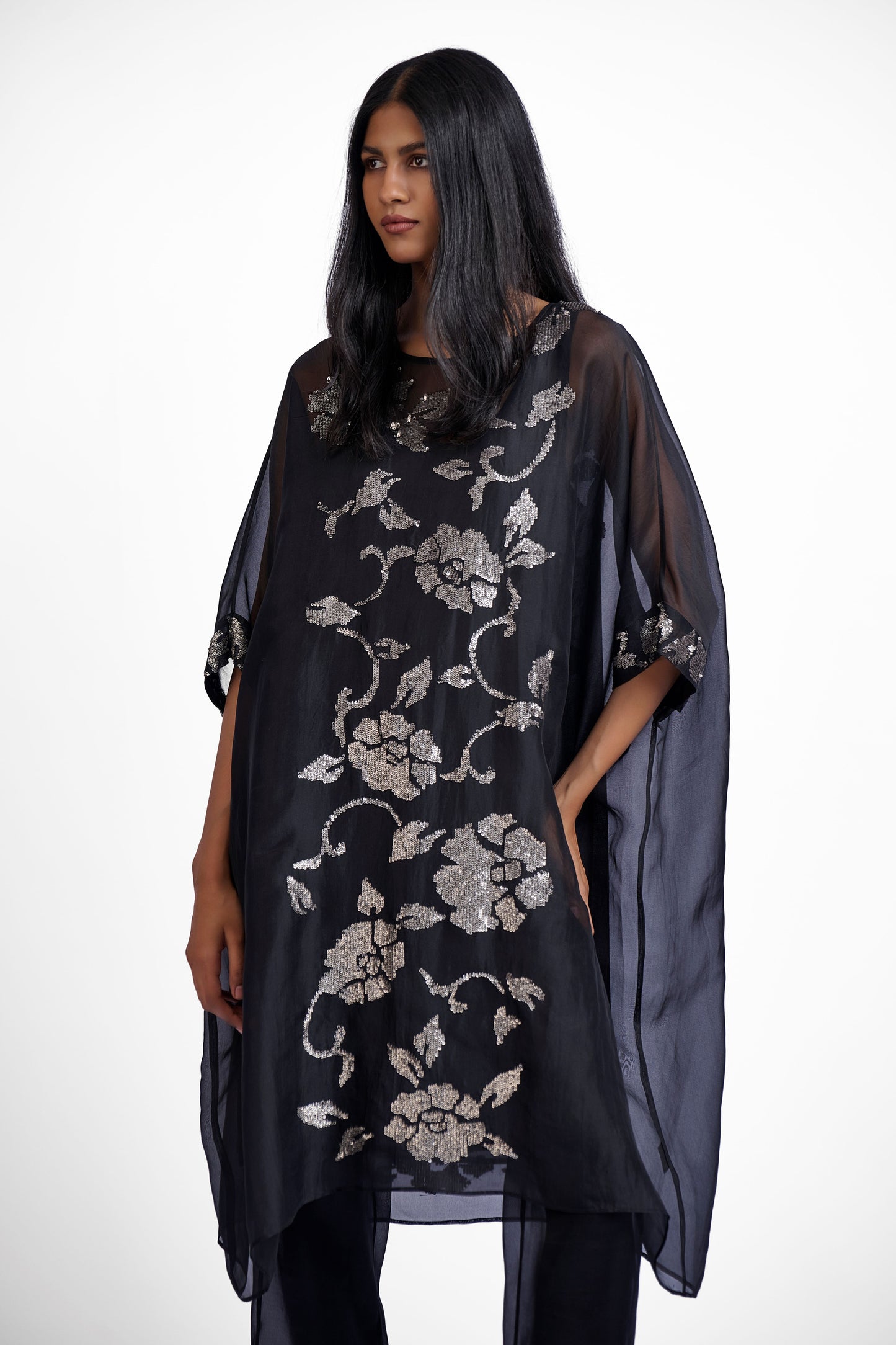 Black Hand Sequined Kaftan