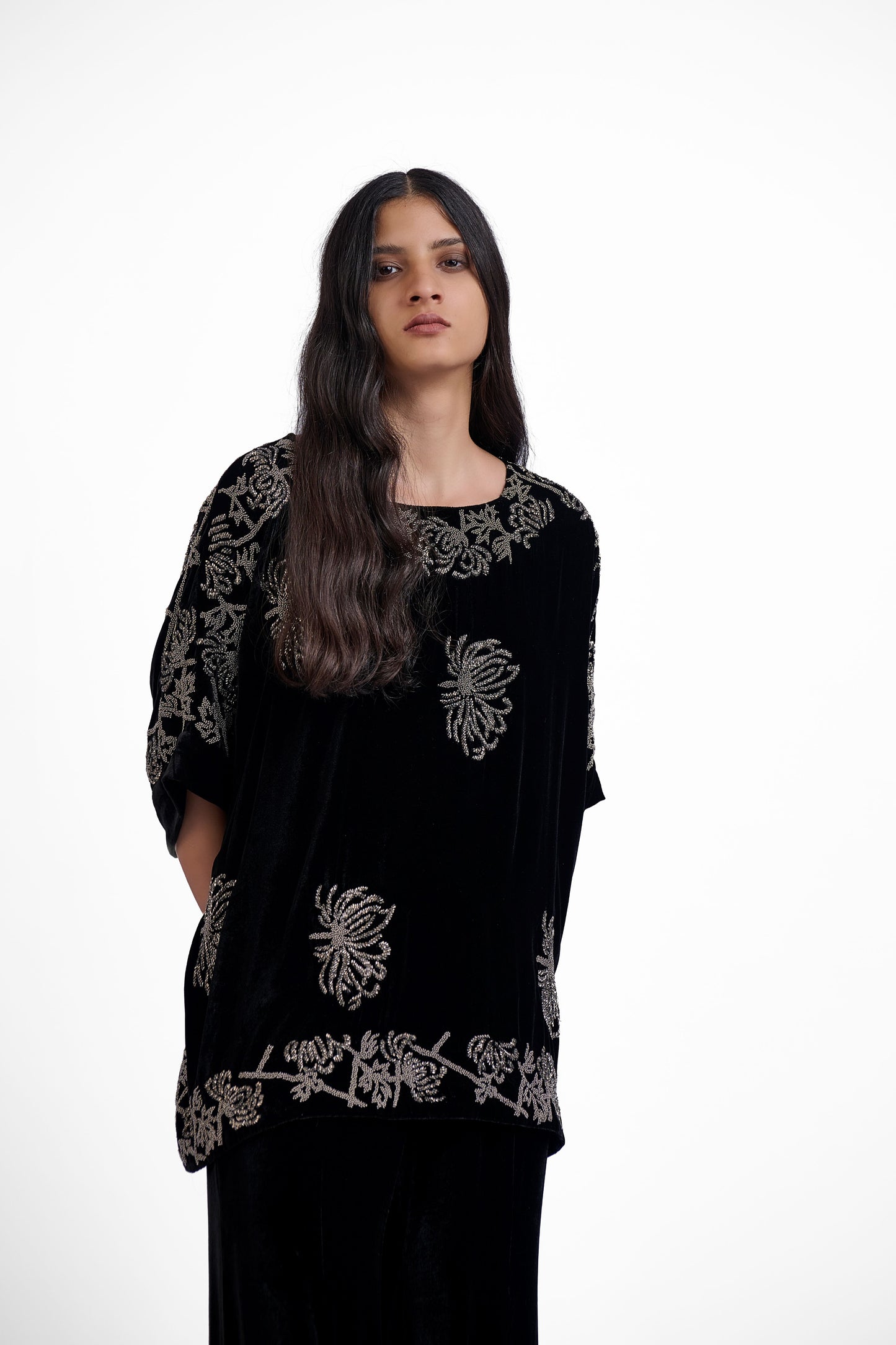 Black Hand Beaded Top