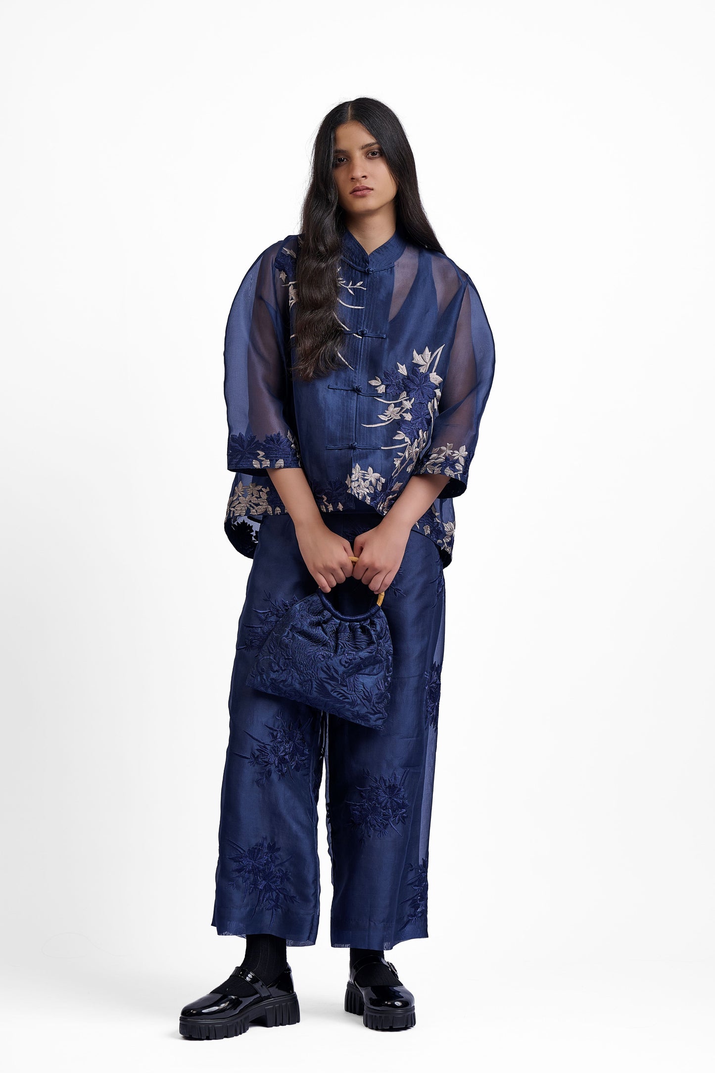 Navy Flat Stitch Pants