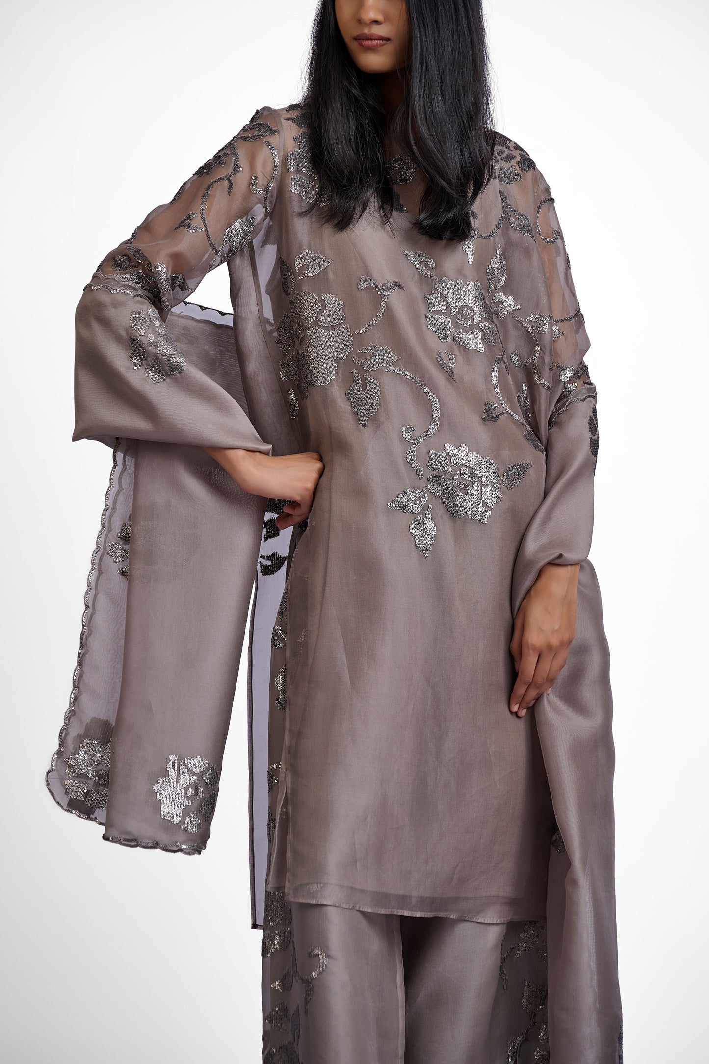 Stone Hand Sequined Dupatta