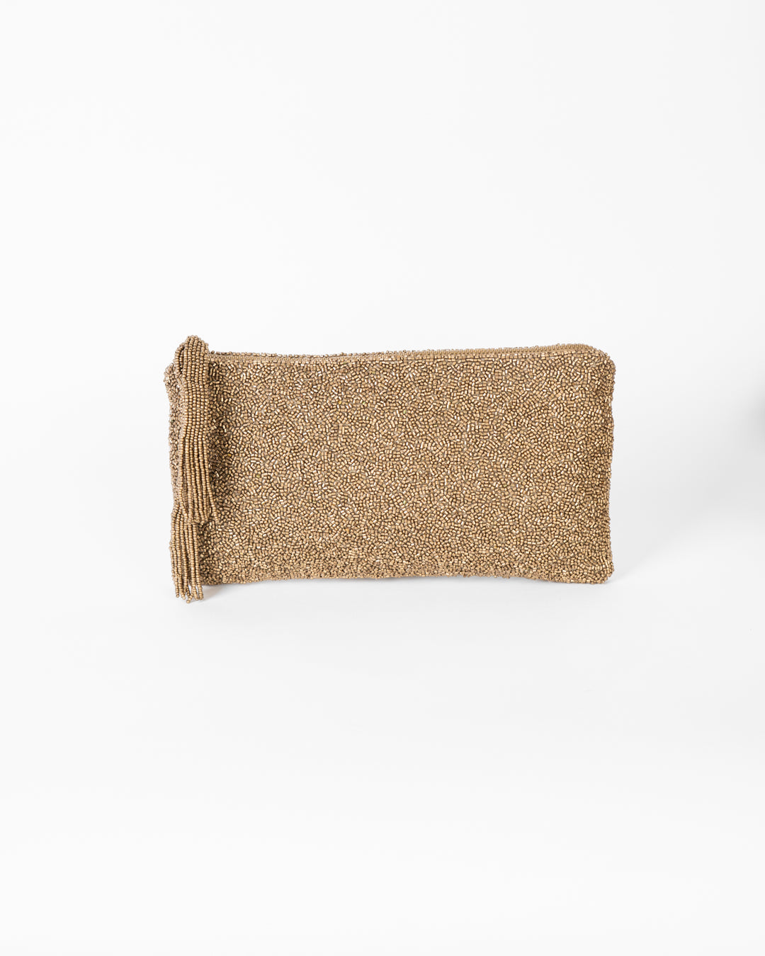Gold Hand Beaded Clutch