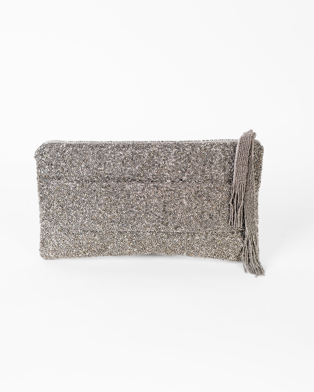 Silver Hand Beaded Clutch