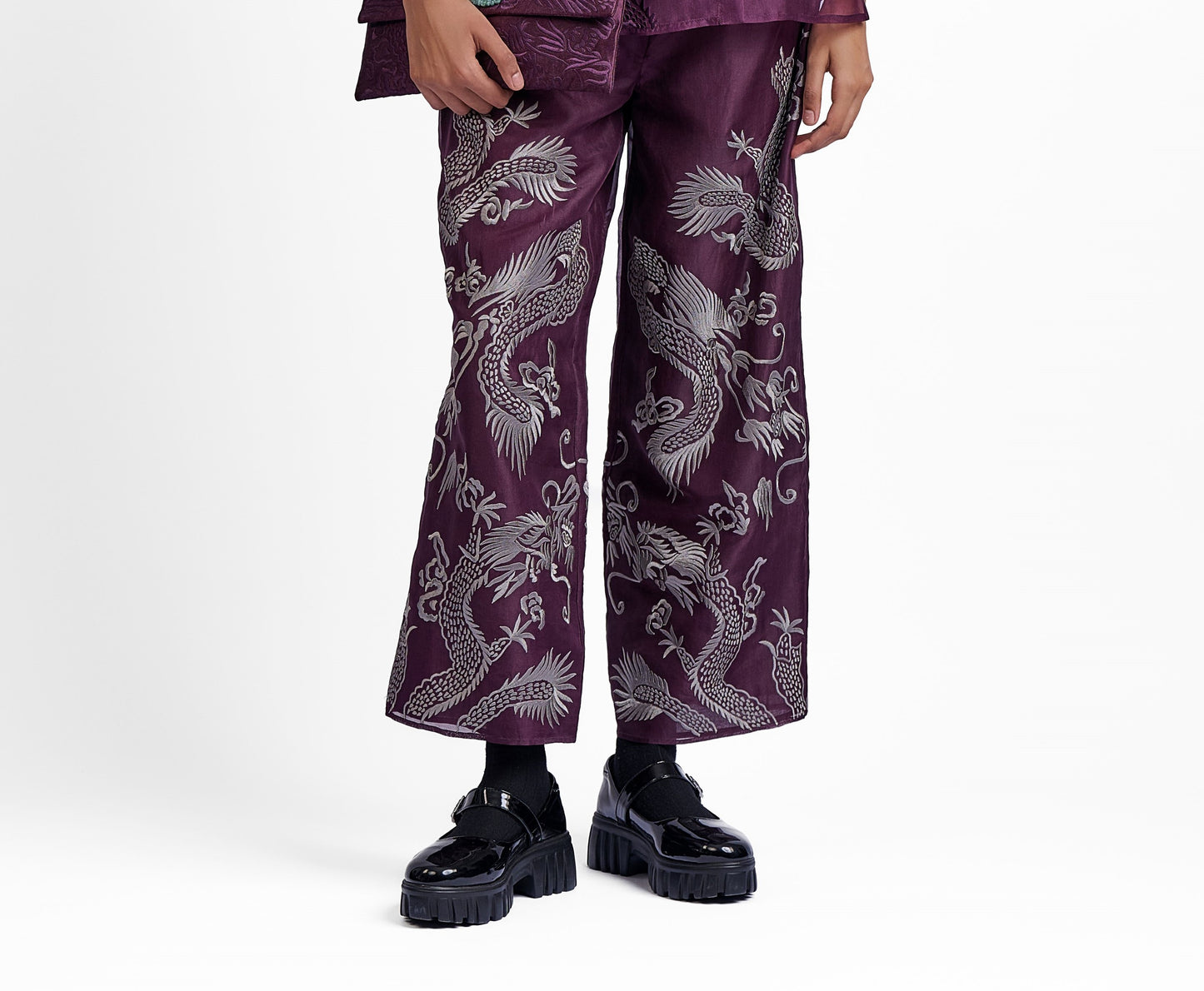 Wine Flat Stitch Pant