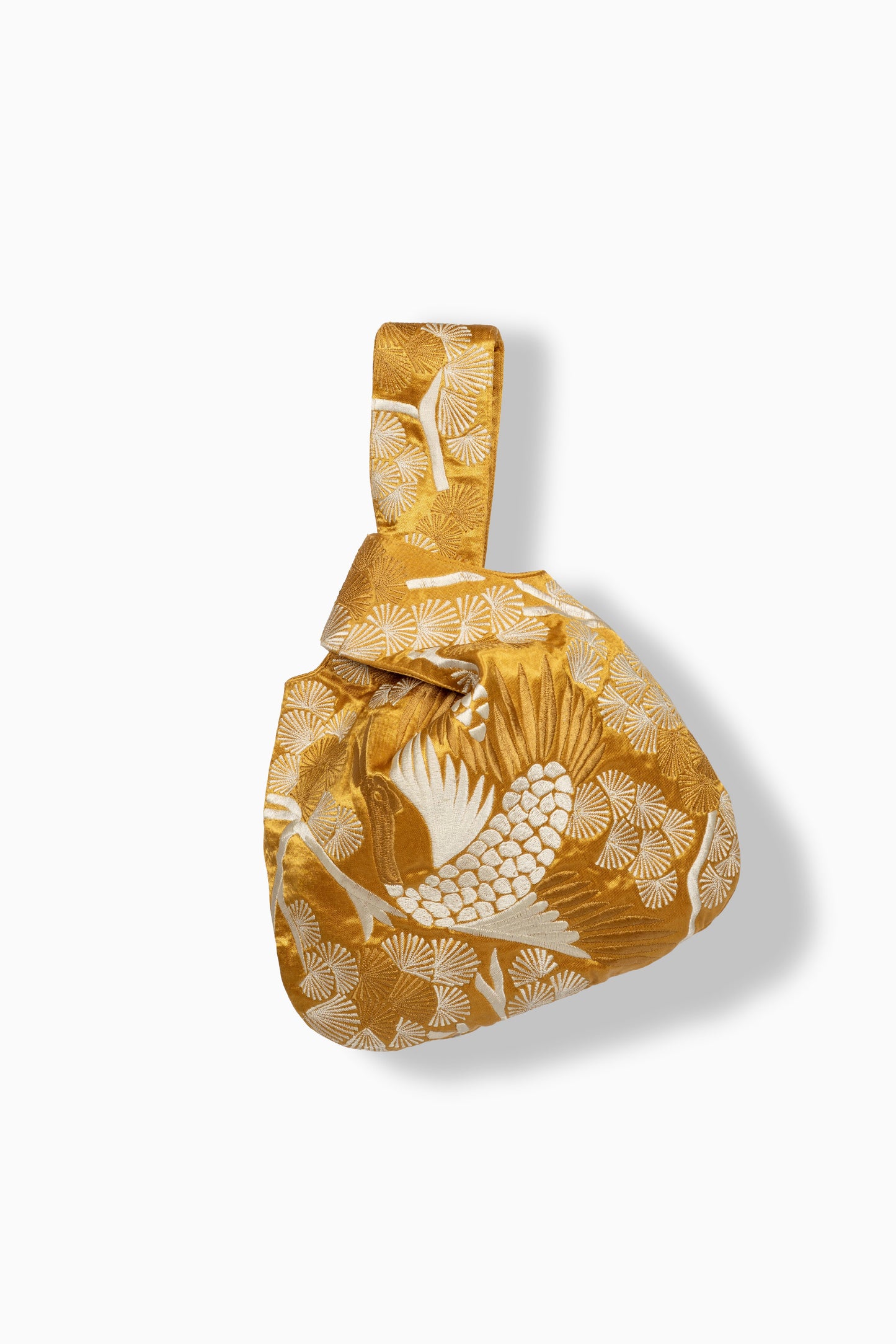 Saffron Bird Motif Knot Bag