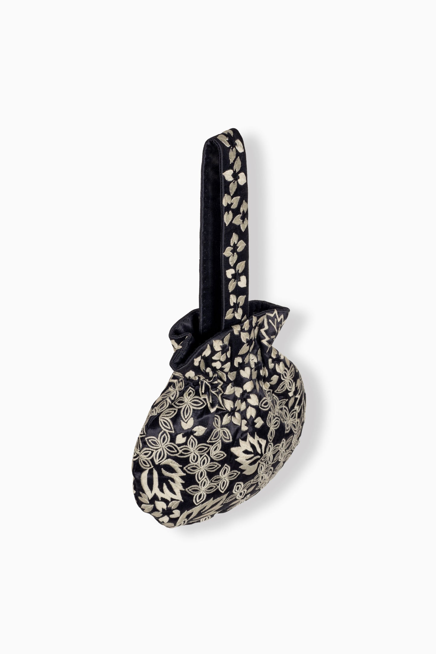 Black Damask Stitch Round Handbag