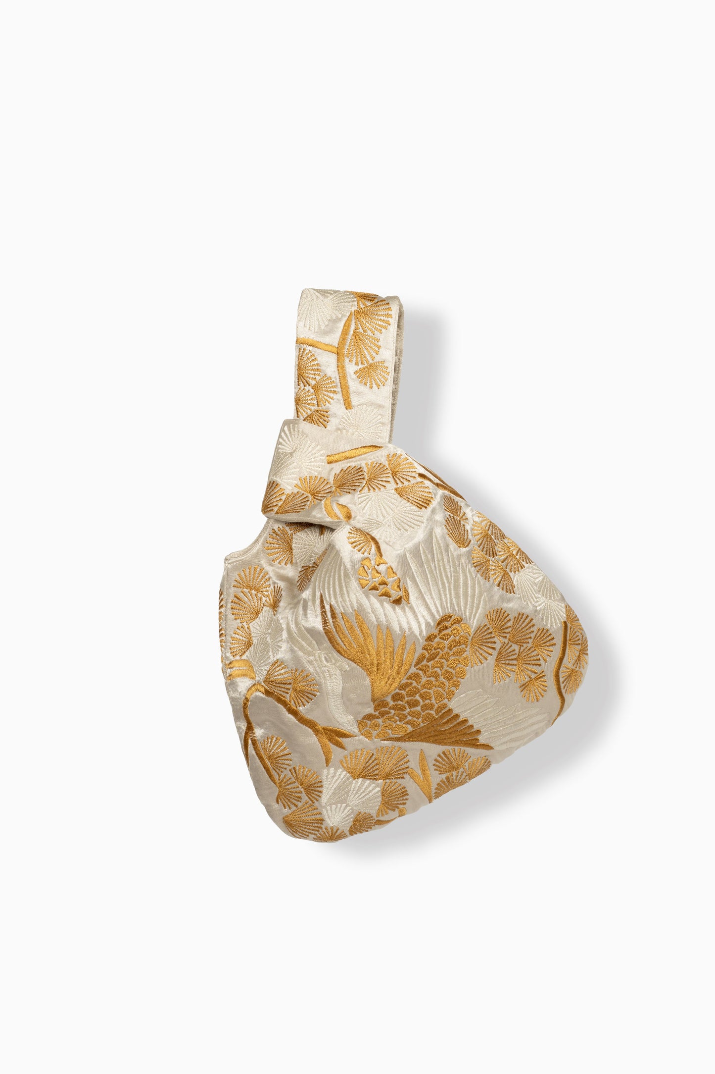 Ecru Bird Motif Knot Bag